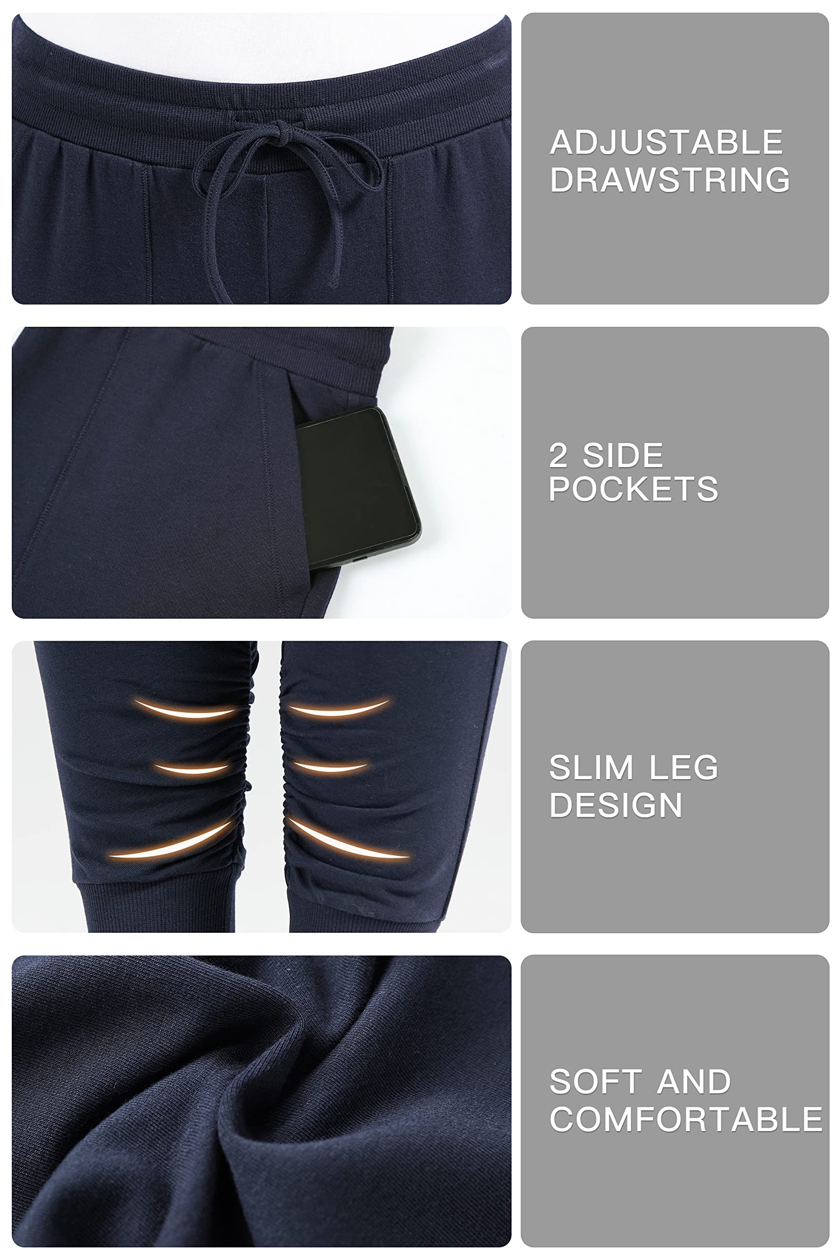 Super Soft Women's Jogger Pants with Pockets - Mid Rise Slim Fit Yoga Pants for Running, Lounge & Workout - Comfortable Athletic Leggings for Gym, Travel & Casual Wear