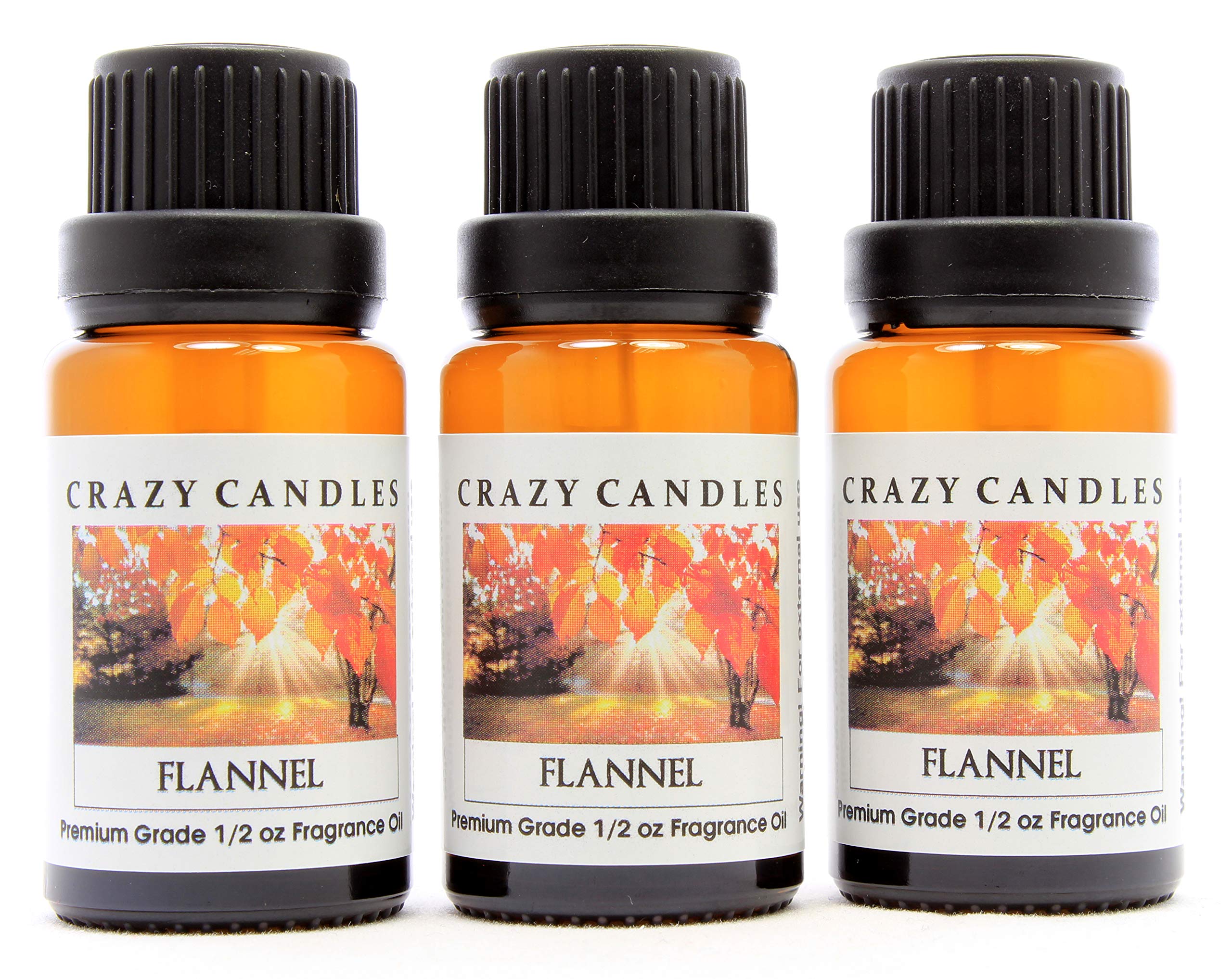Premium Flannel Scented Fragrance Oil - 3 Pack (1/2 FL Oz Each, 15ml) - Made in USA - Perfect for Candles, Diffusers & Home Aromatherapy