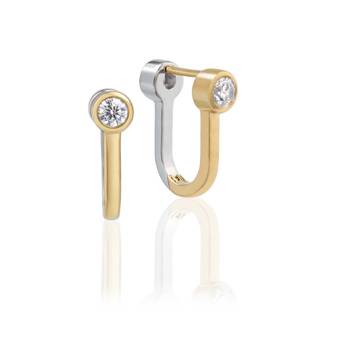 Harmony Stone Reversible Hoop Earrings for Women - Sterling Silver & Gold Plated Dangle Earrings - Trendy Boho Jewelry for Everyday Wear, Parties & Gifts