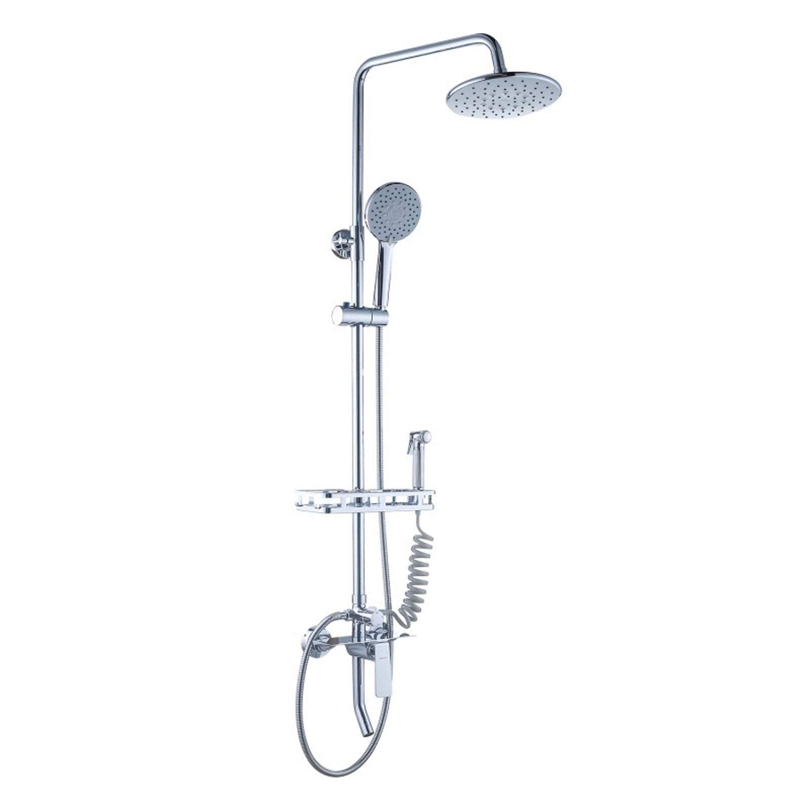 GELISURE Wall Mounted Silver Shower System - Modern Shower Set with Rainfall Shower Head, Handheld Spray & Body Jets - Brass Shower Mixer Valve for Bathroom | Perfect for Spa-Like Luxury & Small Space Bathrooms