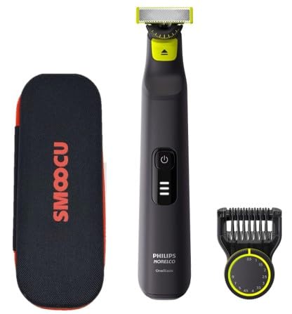 Philips Norelco OneBlade Hybrid Pro Electric Shaver & Trimmer with Smoocu Case (Model QP6531) - Perfect for Travel, Gym & Daily Grooming Routine
