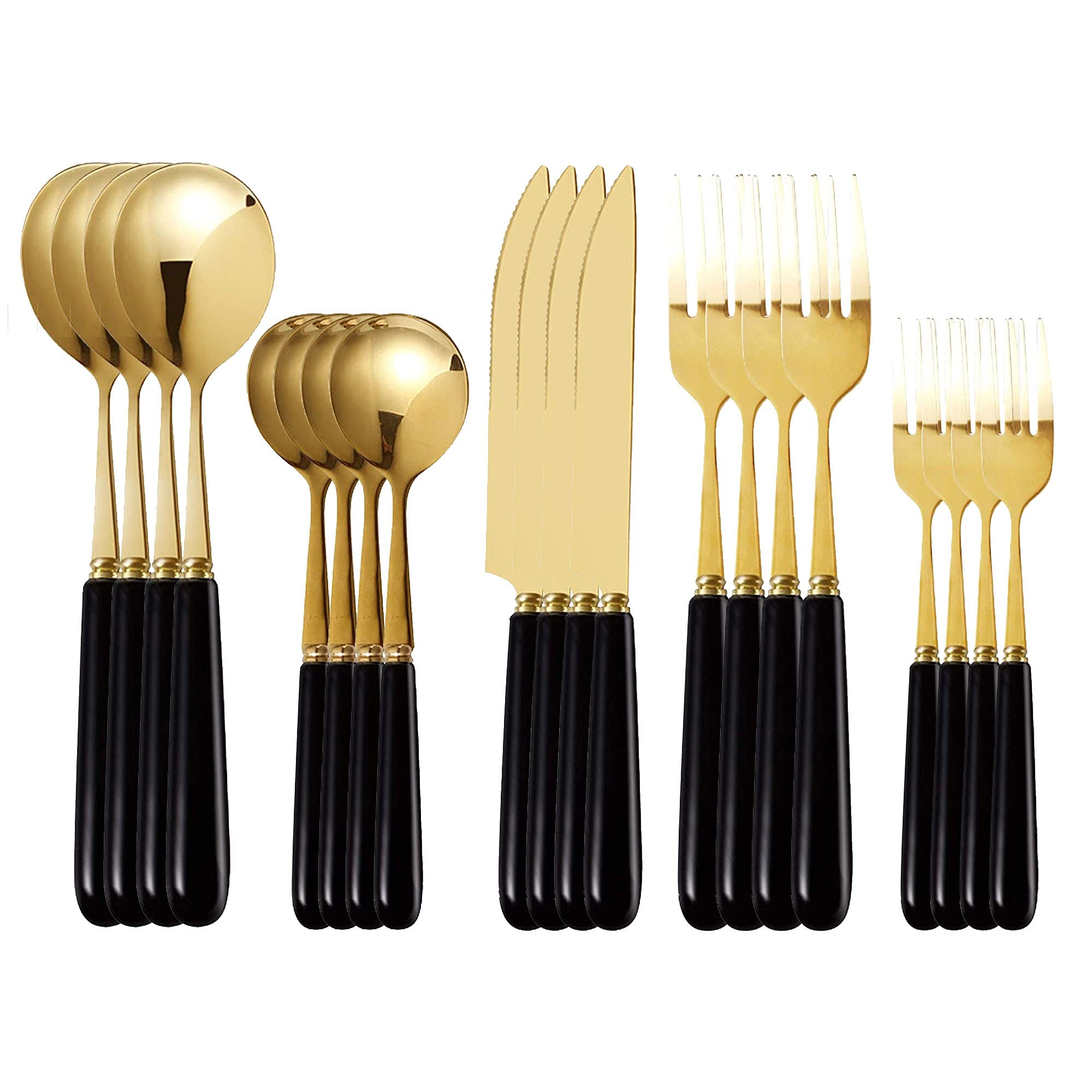 Premium Stainless Steel Flatware Cutlery Set with Elegant Ceramic Handle - 20-Piece Dinnerware Set Includes Forks, Spoons & Knives (Black) - Perfect for Fine Dining, Wedding Gifts & Restaurant Use