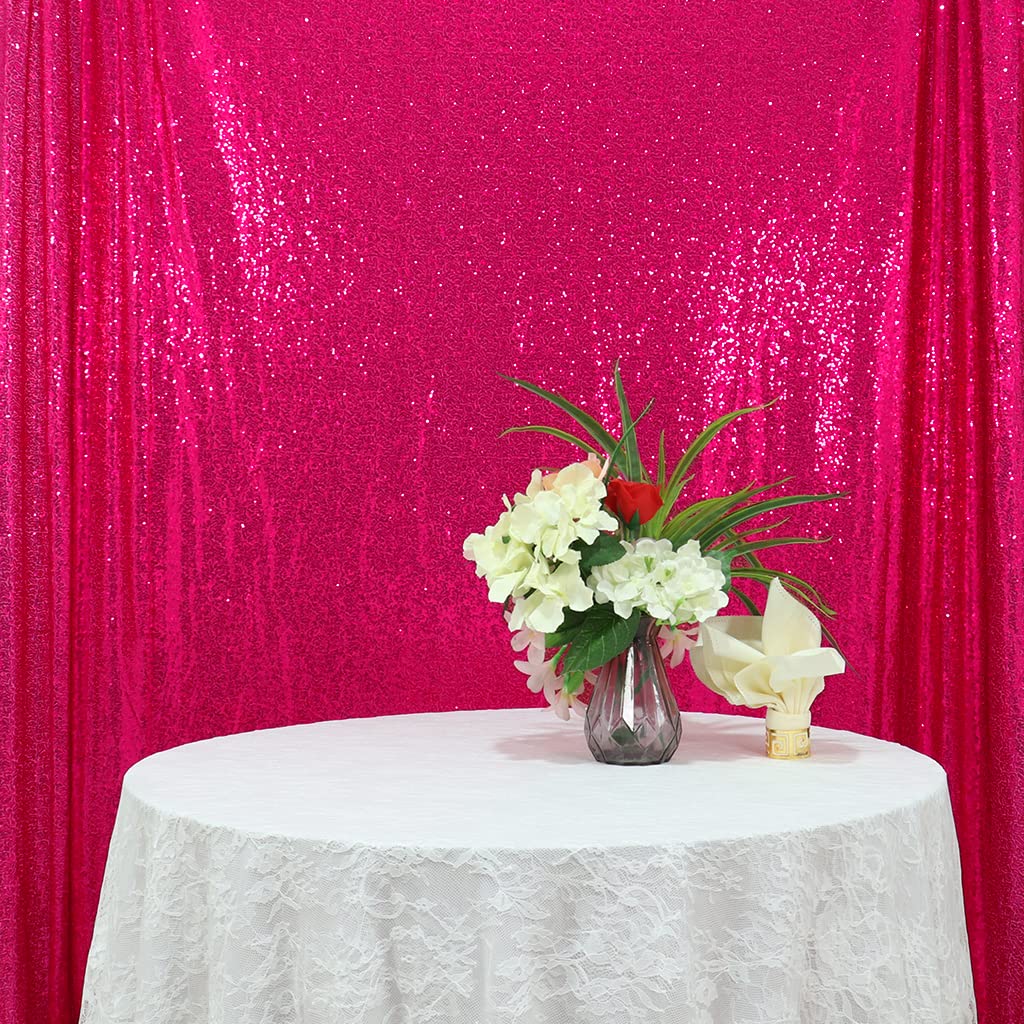 4FTx8FT Hot Pink Sequin Photography Backdrop - Sparkling Sequin Curtain for Wedding, Christmas Party Decorations & Photo Studio Background - Glitter Drapes for Events, Stage Performances, and Social Media Content Creation