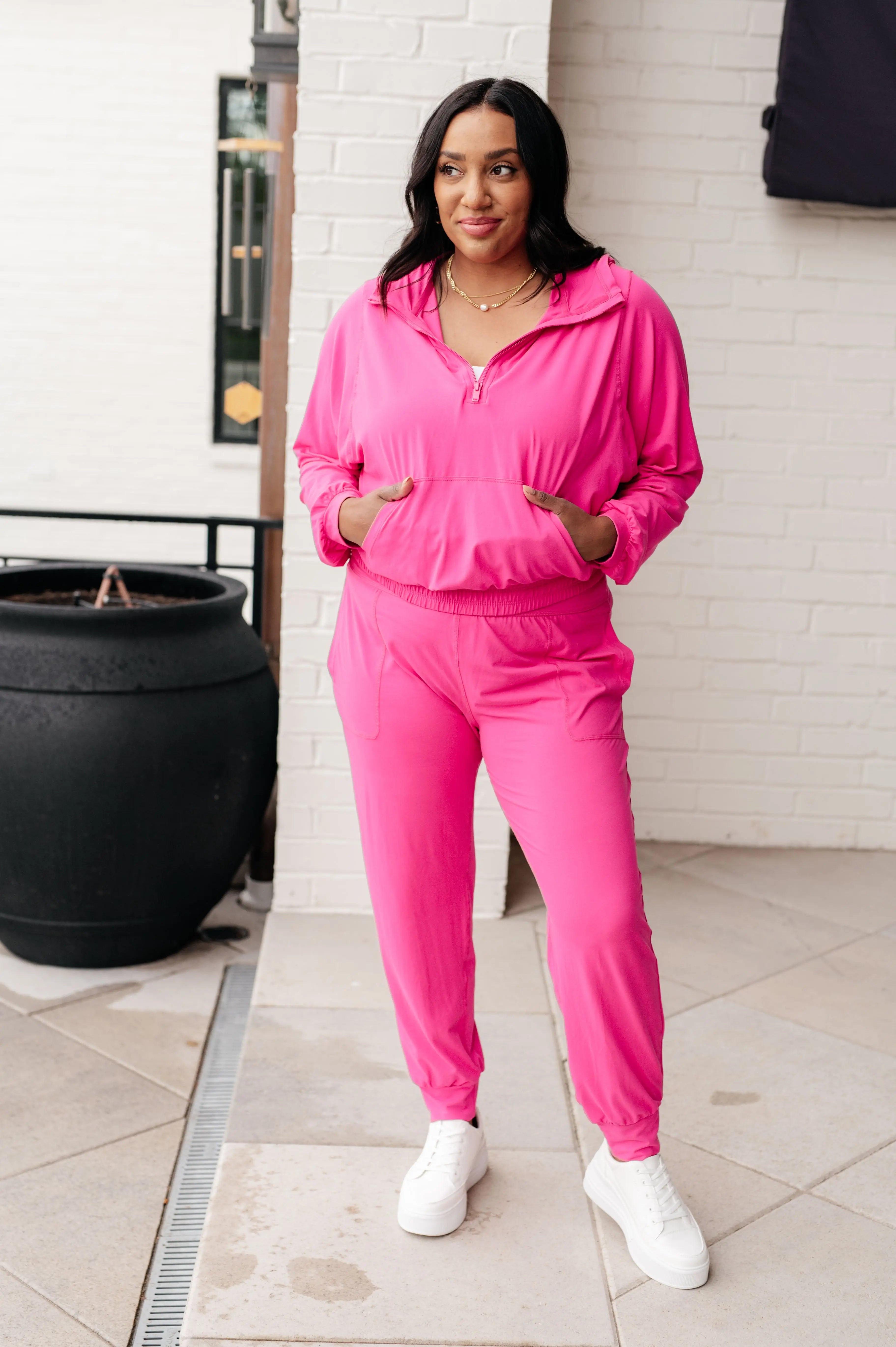 Sonic Pink Half Zip Hoodie for Women - Lightweight Running Jacket for Morning Jogging & Outdoor Workouts - Gym, Yoga, Hiking Activewear