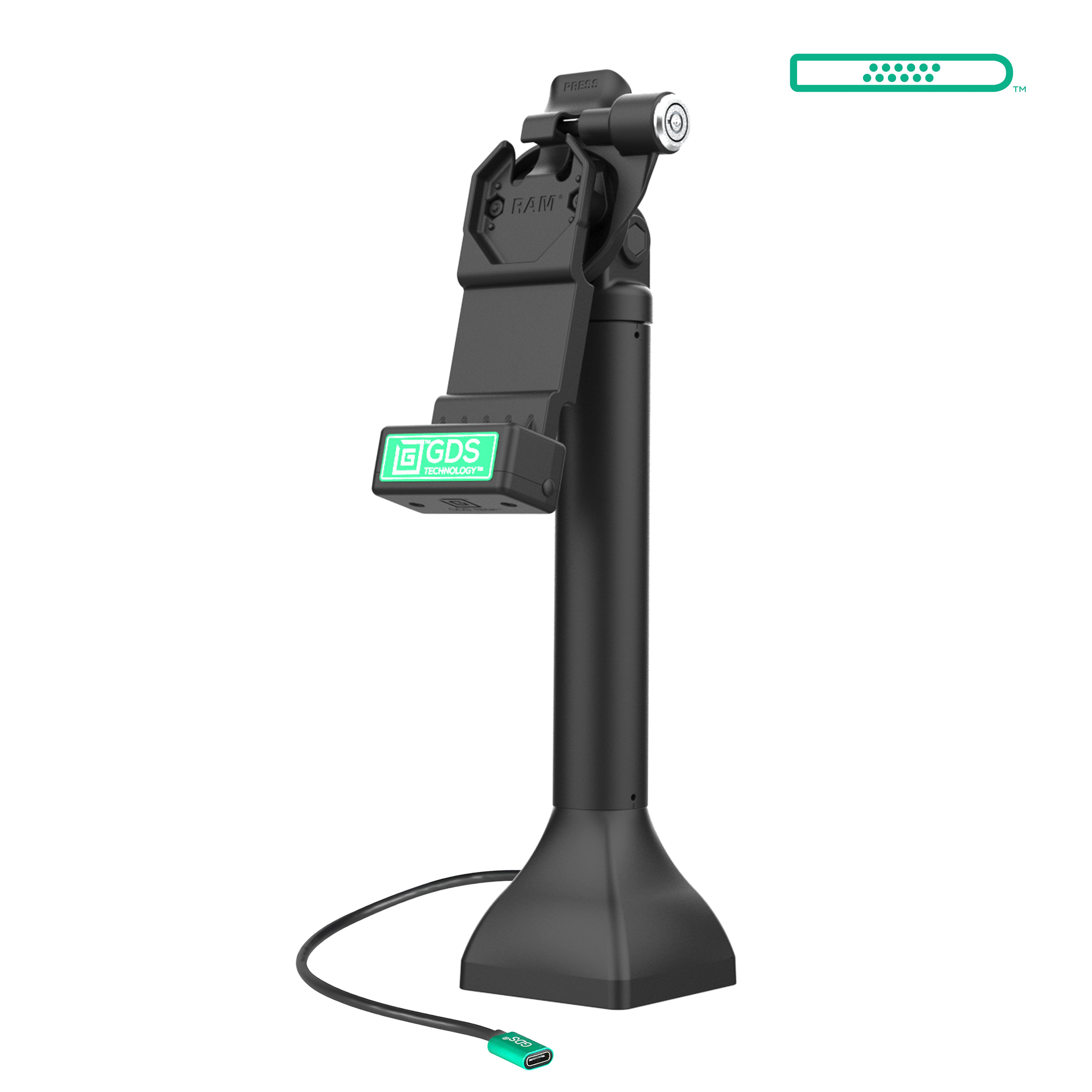 GDS® Uni Conn™ 14 Locking Pedestal Dock with USB C Port - RAM GDS DOCKLR D11 14 U1C - Perfect for Marine, RV & Truck Mounting Applications