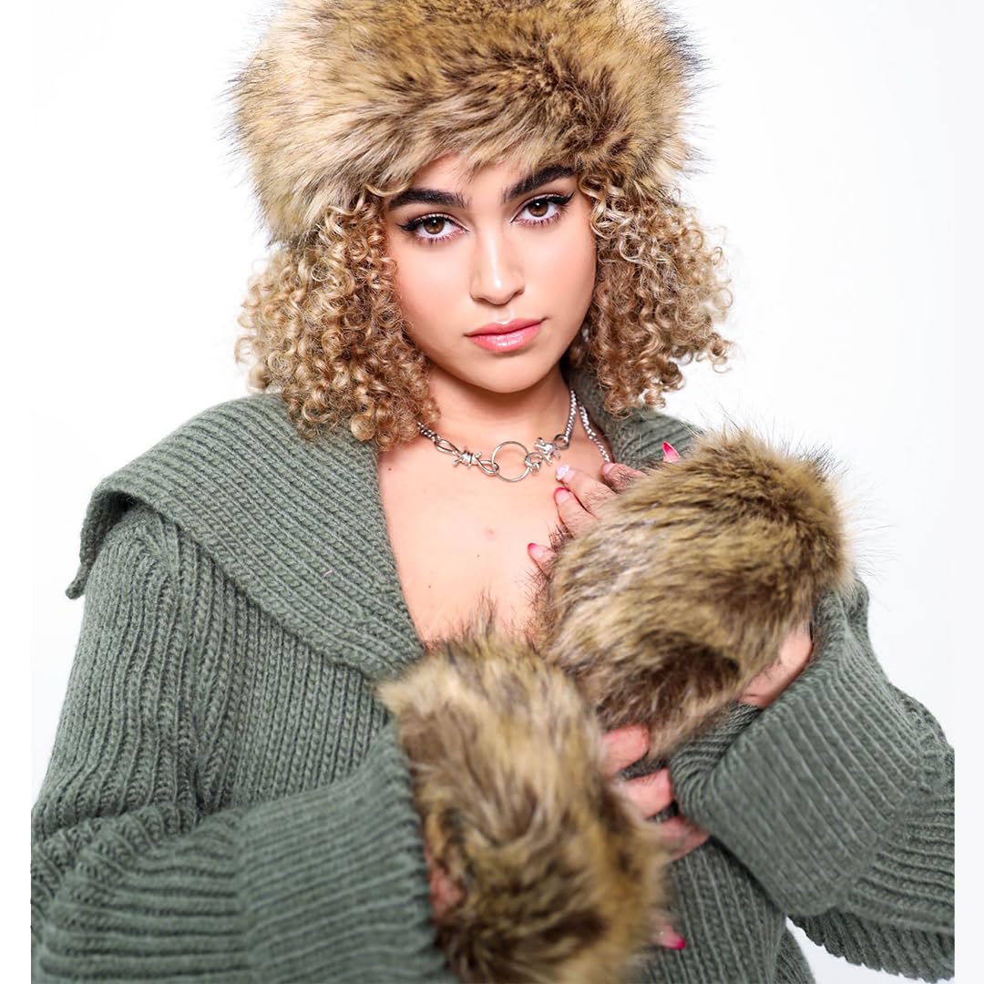 HOMEYEAH Faux Fur Arm & Leg Warmers - Soft Fuzzy Wrist & Ankle Cuffs for Women - Cozy Winter Accessories & Halloween Costume Decor - Perfect for Parties, Cosplay & Cold Weather Outfits
