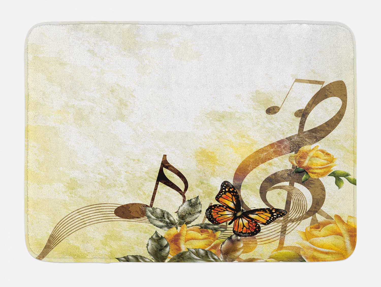 Ambesonne Non-Slip Plush Bath Mat with Vintage Music Roses Design - 30