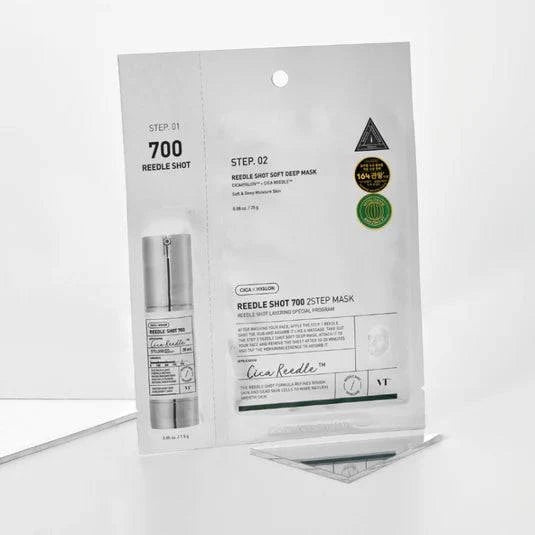 VT Reedle Shot 700 2 Step Facial Mask 1.5g (1 Count) - Korean Skincare for Hydration & Brightening | Perfect for Spa Night & Self Care Routine
