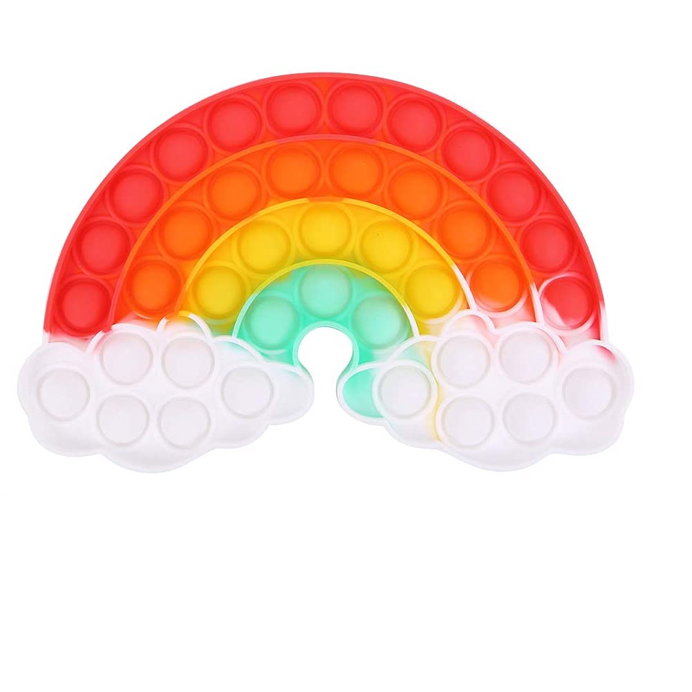 Push Pop Bubble Silicone Fidget Sensory Toy - Stress Relief & Anti-Anxiety Sensory Toys for Kids & Adults | ADHD & Autism Friendly | Rainbow Color | Perfect for Office, Classroom, Travel & Home Use