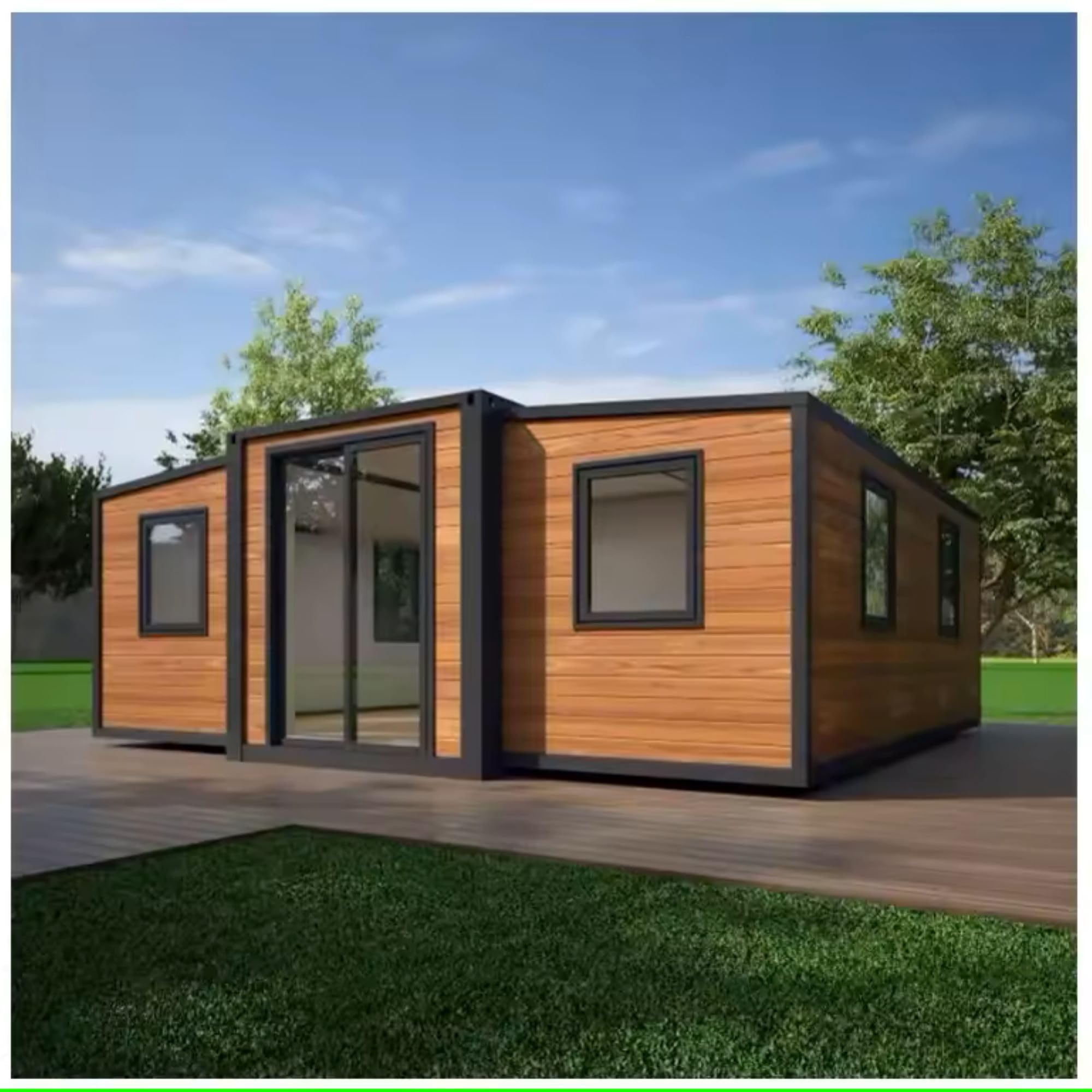 Expandable Prefab Tiny House - 1 Bathroom, 1 Hall & Kitchen - Foldable Container Home for Small Families & Guests | 40FT Portable Modular Living Space | Perfect for Backyard, Vacation & Off-Grid Living
