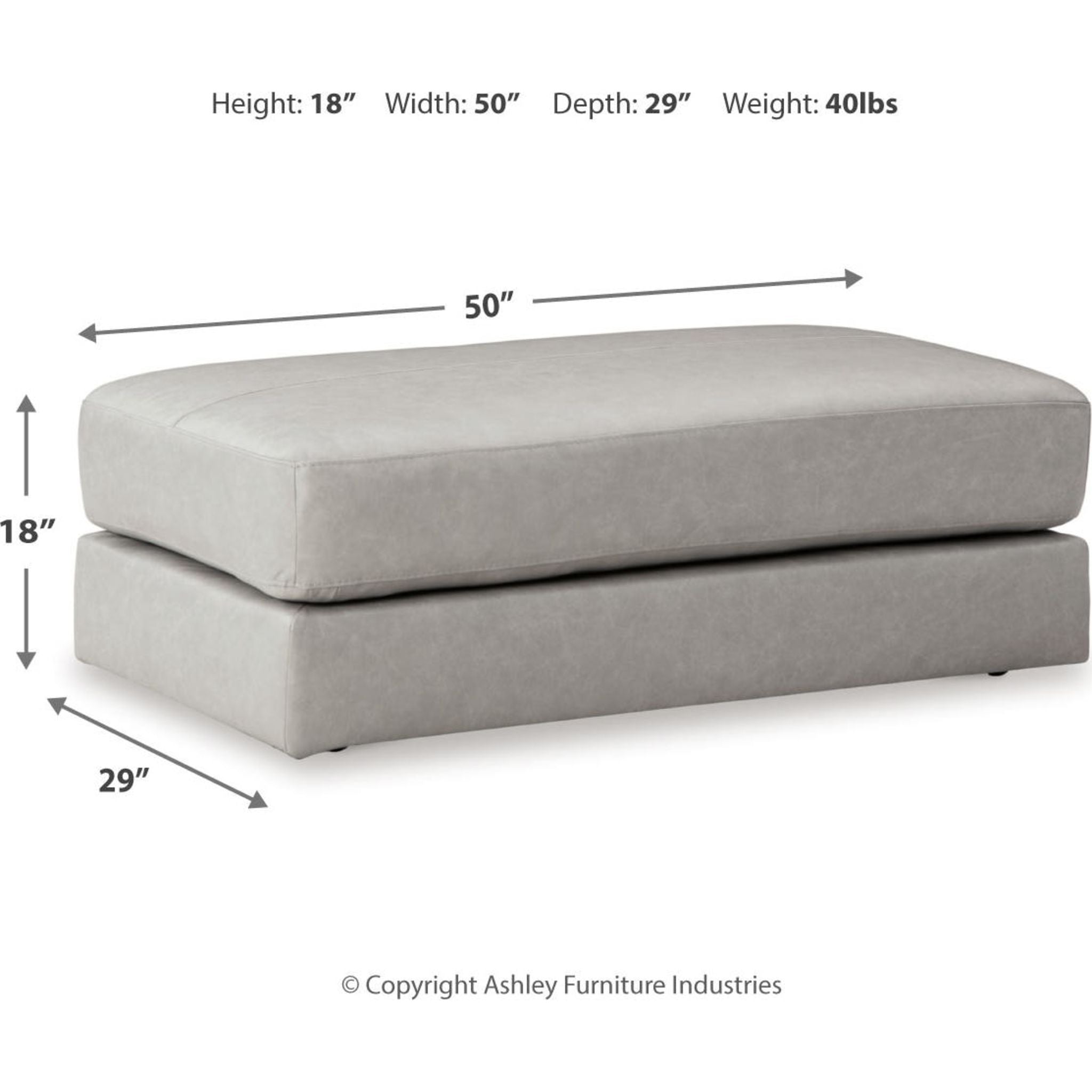 Amiata Oversized Accent Ottoman - Large Tufted Storage Footstool, Glacier Blue - Perfect for Living Room, Bedroom & Home Decor