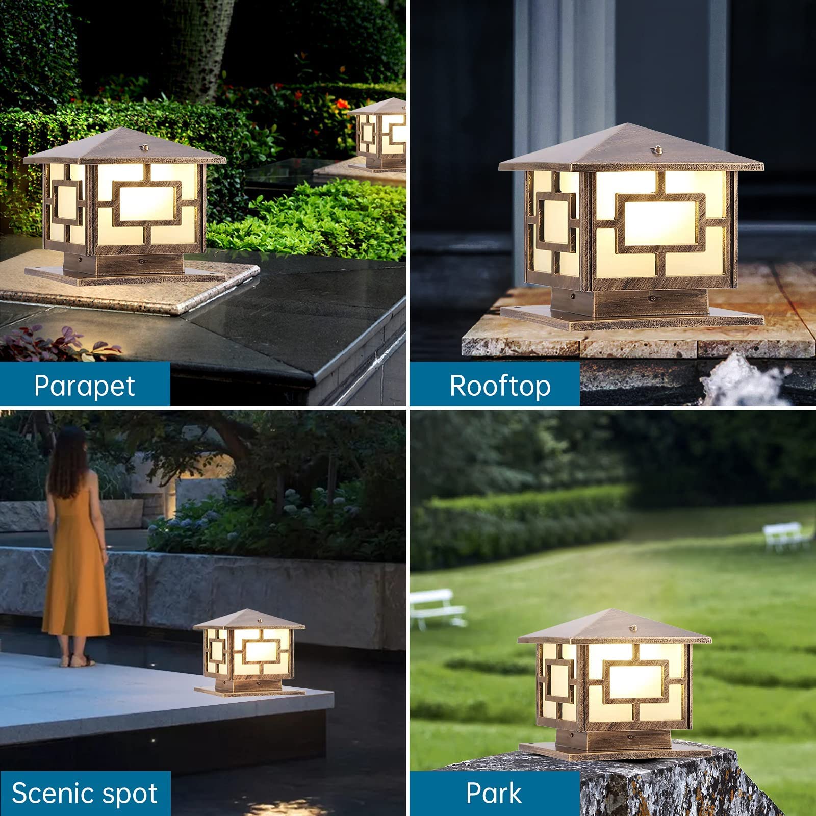 Outdoor Column Lights - IP65 Waterproof Aluminum Post Lamp for Patio, Garden & Lawn - Rust-Resistant E26 Exterior Light Fixture - Perfect for Pathway Lighting, Deck Illumination and Landscape Accents