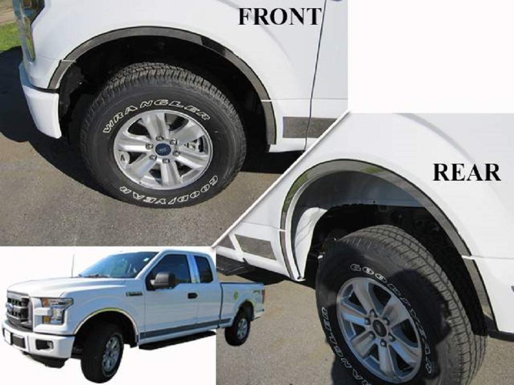 2015-2017 Ford F-150 12-Piece Stainless Steel Wheel Well Trim Kit WQ55308 - Durable Exterior Accent for Truck Protection & Style Upgrade