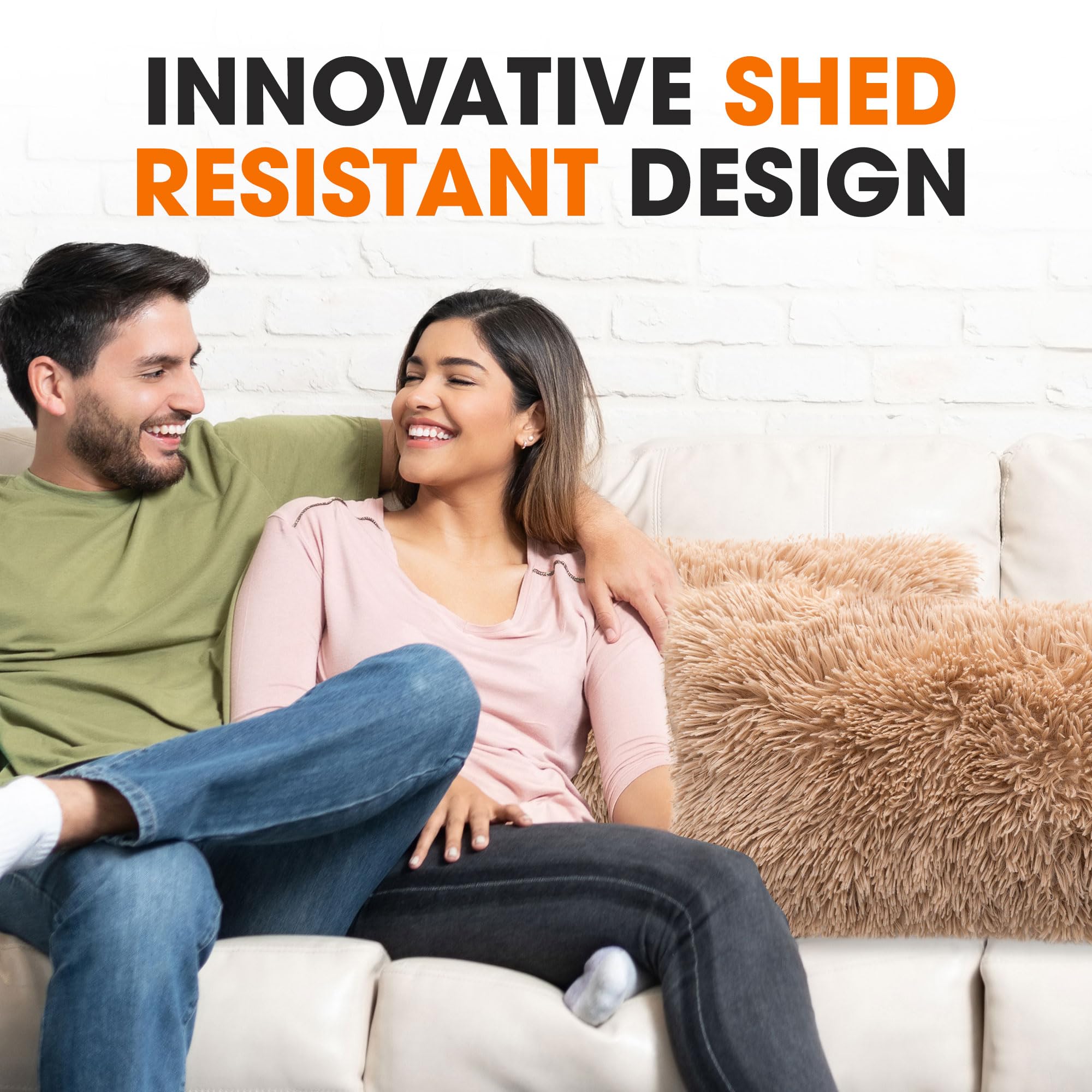 Soft Shaggy Throw Pillows for Couch and Bed - 12