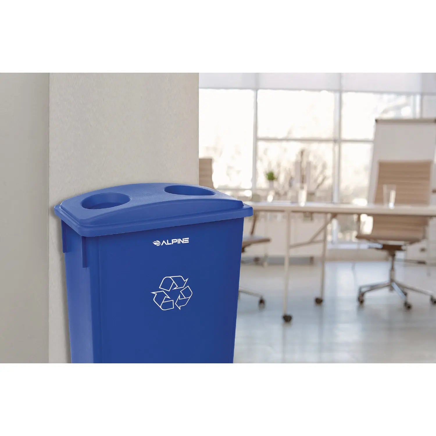 Alpine Industries 23 Gallon Slim Recycling Bin - Blue Plastic Trash Can for Home, Office & Kitchen Waste - Eco-Friendly & Space-Saving Design