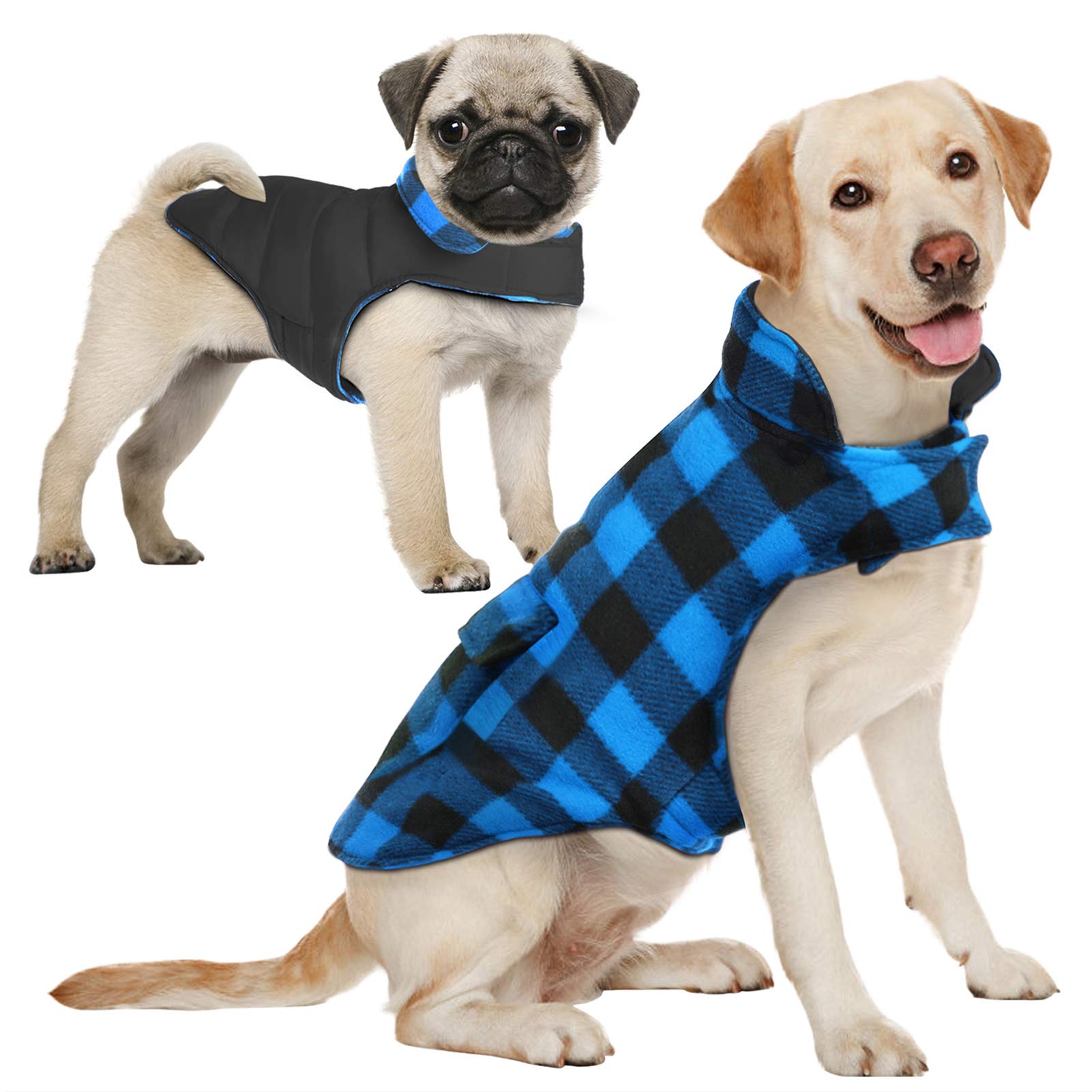 AOFITEE Reversible Plaid Dog Winter Coat - Warm Puffer Jacket for Small, Medium, Large & XXXL Dogs | Waterproof Cold Weather Dog Sweater for Outdoor Adventures & Daily Walks