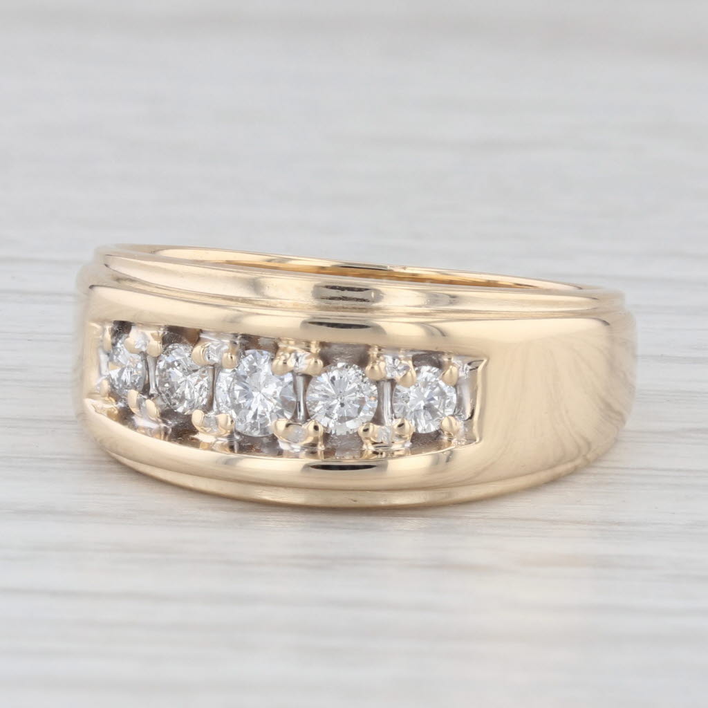 0.48ctw Diamond Men's Wedding Band Ring - 14k Yellow Gold Size 10.25 - Perfect for Engagement, Anniversary & Special Occasion Gifts