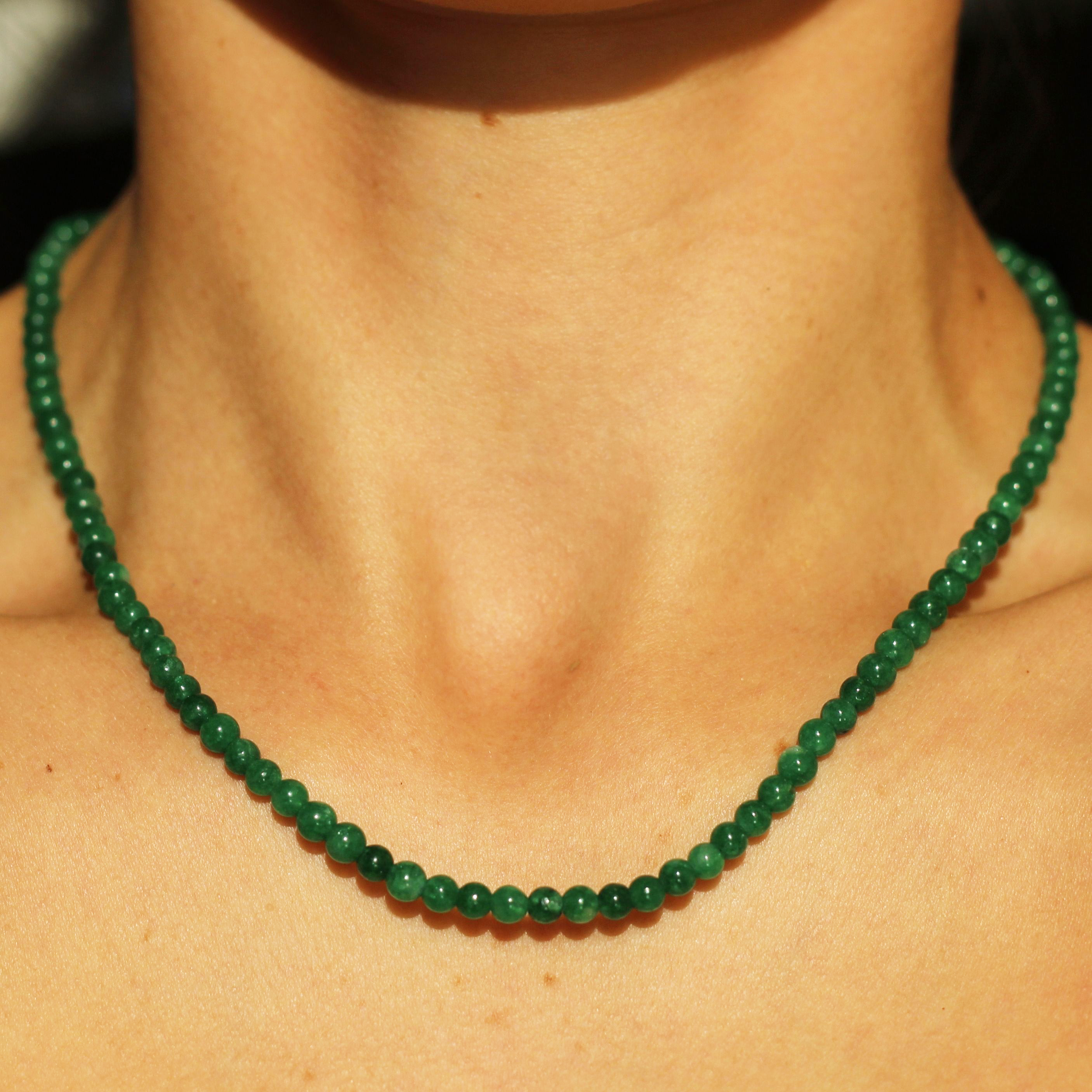 Elegant Green Jade Beaded Necklace - Mini Dainty Pendant Jewelry for Women | Perfect for Weddings, Parties & Everyday Wear