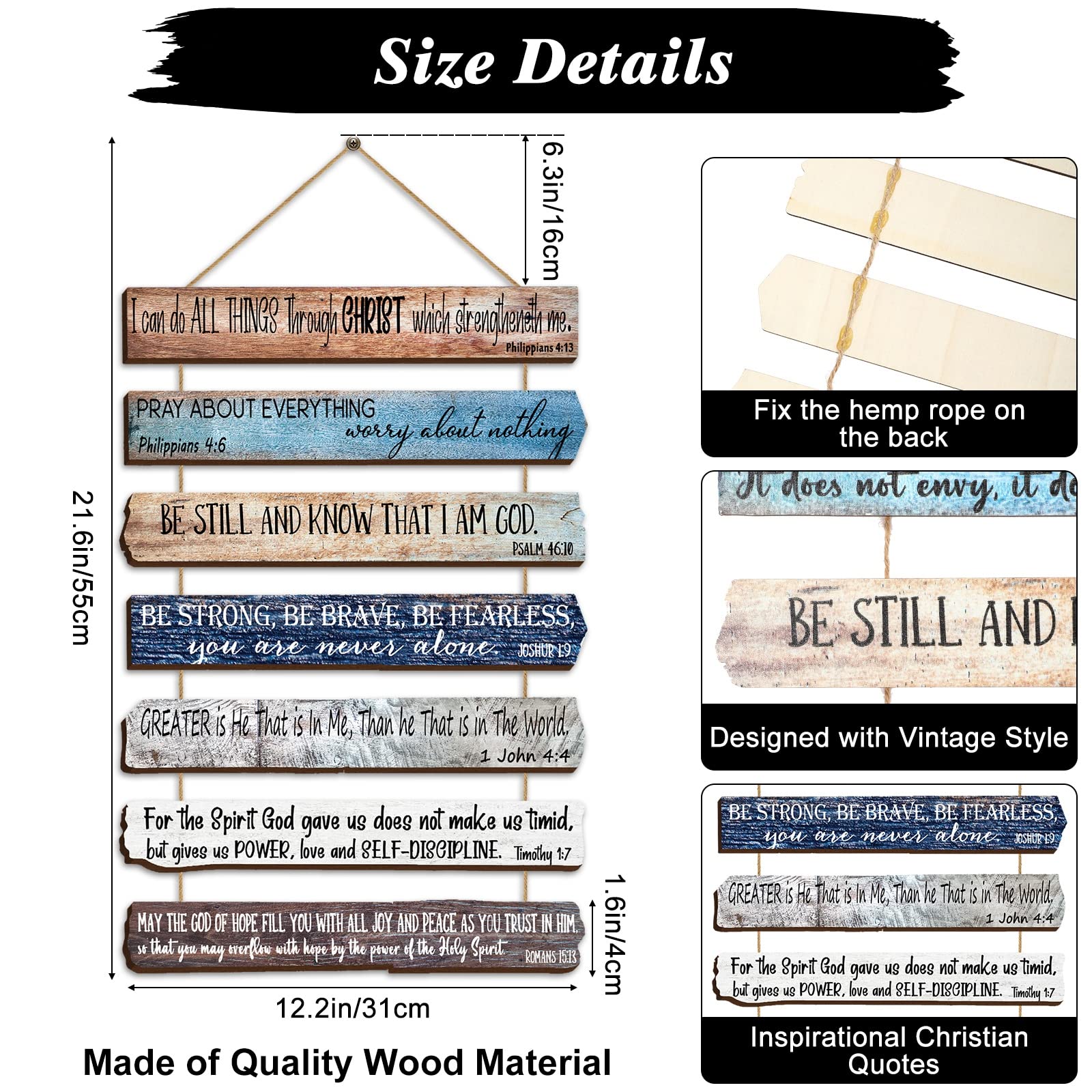Yookeer Wooden Bible Verse Wall Art - Christian Scripture Decor for Home & Office