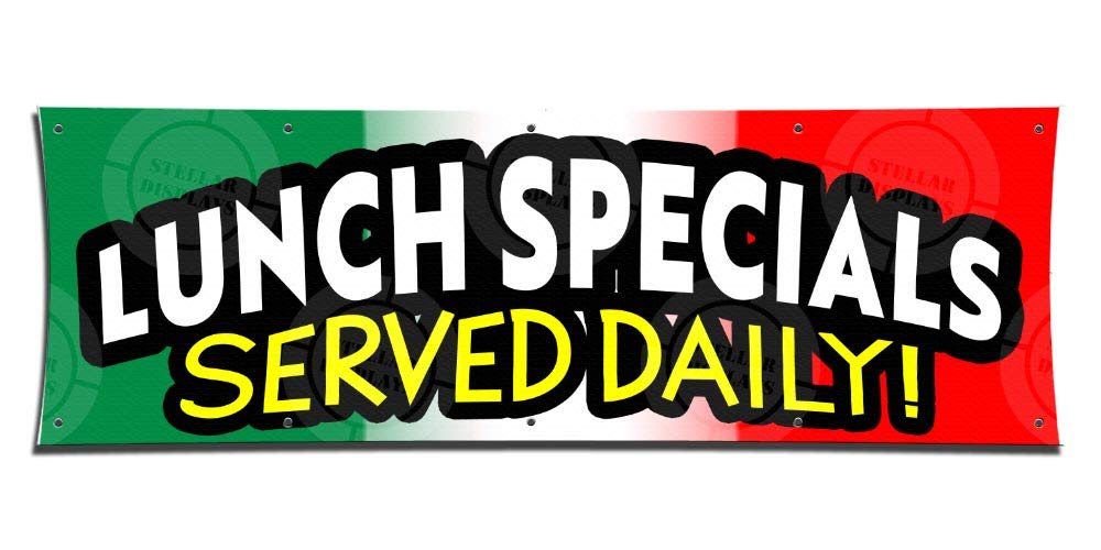 5ft x 10ft Restaurant Open Sign Banner - Green White Red Lunch Specials Flag for Daily Display | Perfect for Restaurante Comida, Diner Windows & Outdoor Advertising