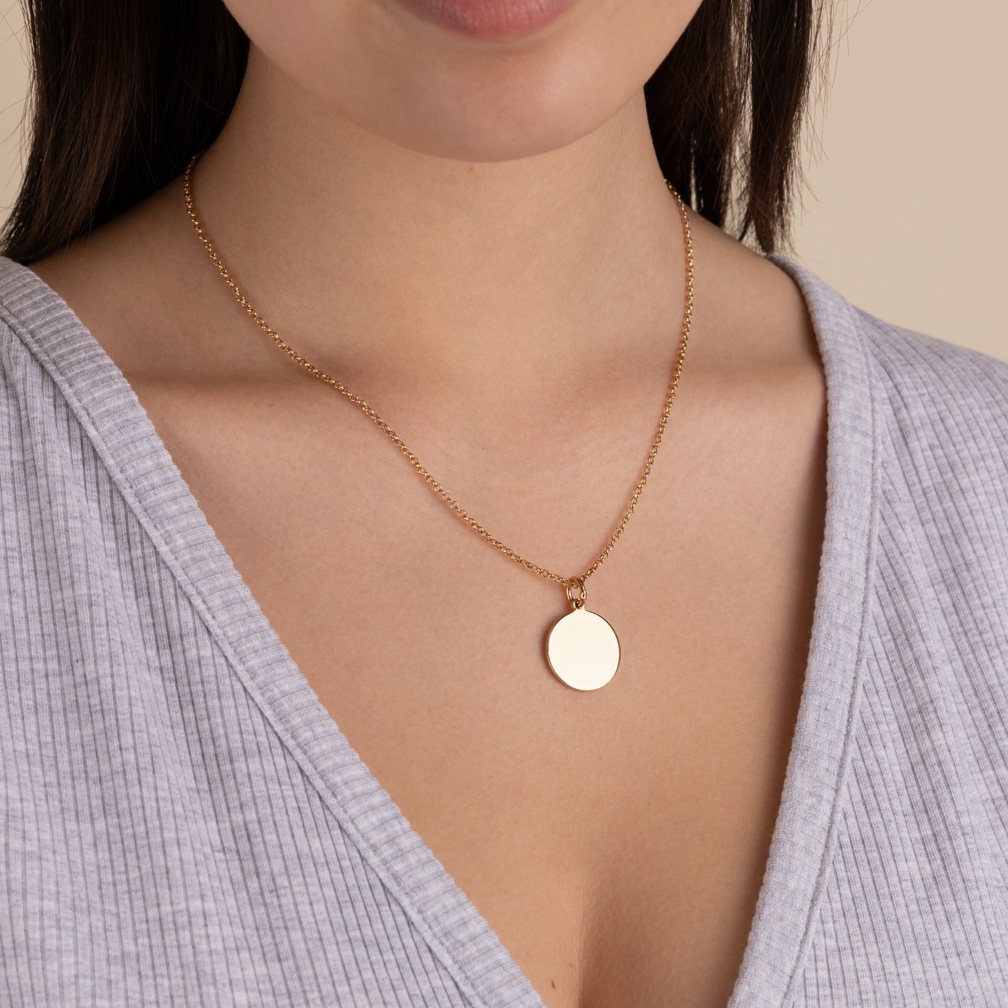 Elegant Circle Charm Necklace - 21 Inch Gold Plated Stainless Steel Jewelry for Women - Perfect for Everyday Wear, Date Nights & Gifts