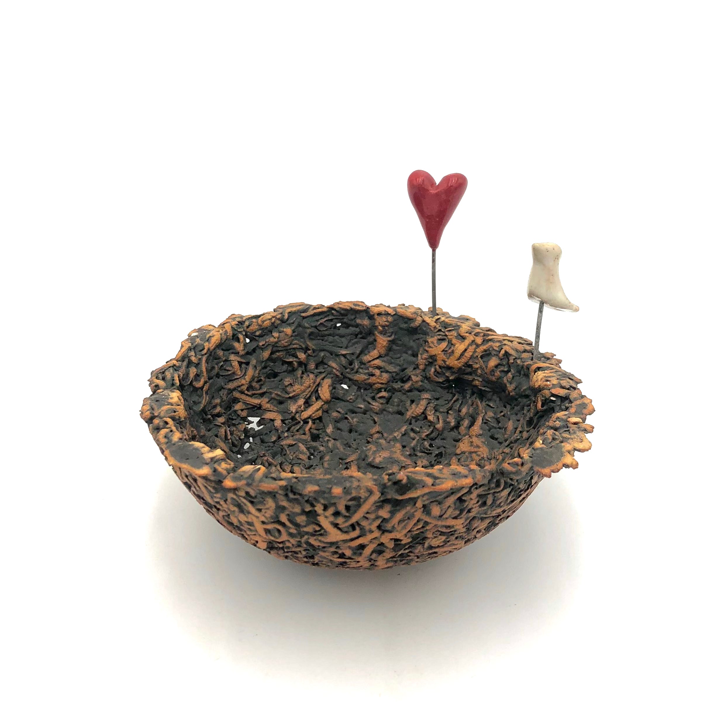 Cathy Broski Handmade Ceramic Sculpture Rustic Nest Bowl - Assorted Designs for Home Decor, Farmhouse Style Centerpiece, and Gift Giving