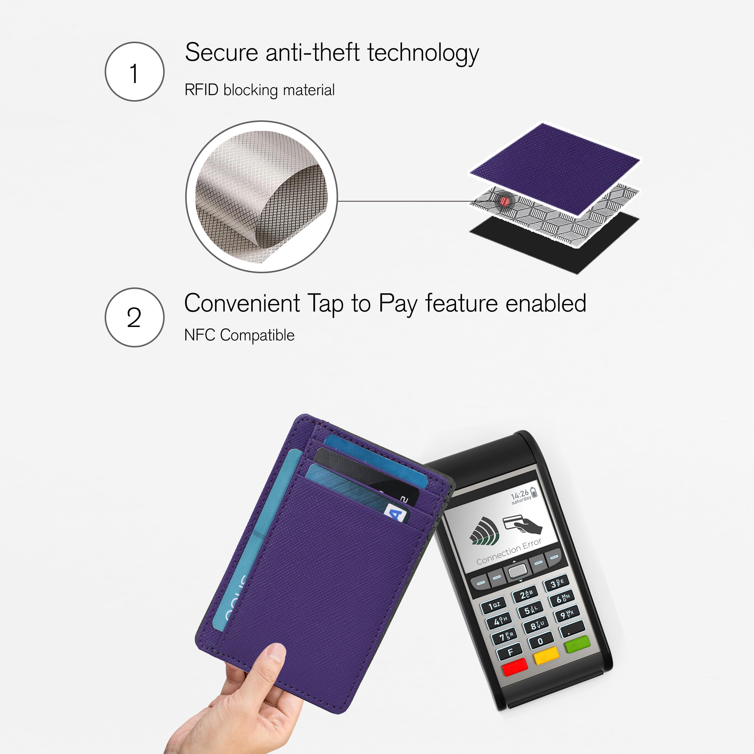 Slim RFID Blocking Minimalist Leather Wallet for Men & Women - Front Pocket Credit Card Holder | Stylish & Durable for Everyday Use, Travel & Business