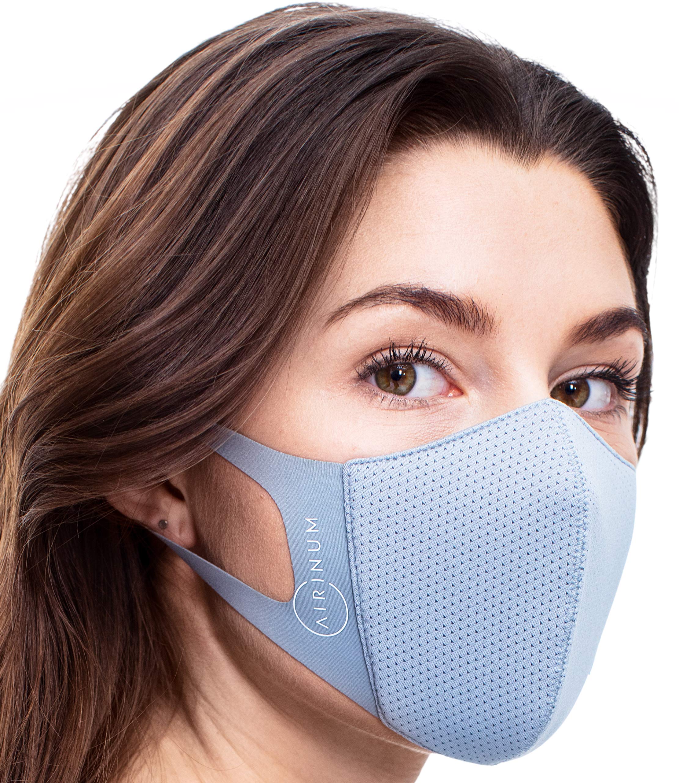 Airinum Lite Air Mask - Reusable, Washable Face Mask for Men, Women & Kids | Comfortable, Lightweight Cloth Mask with 2 Filters & Head Clip (Large, Misty Grey) | Perfect for Travel, Commuting & Outdoor Activities