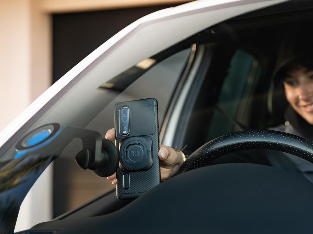 Quad Lock Universal MAG Phone Mount Kit - Secure Windscreen & Dashboard Suction Car Holder for iPhone & Android - Perfect for GPS Navigation & Hands-Free Driving