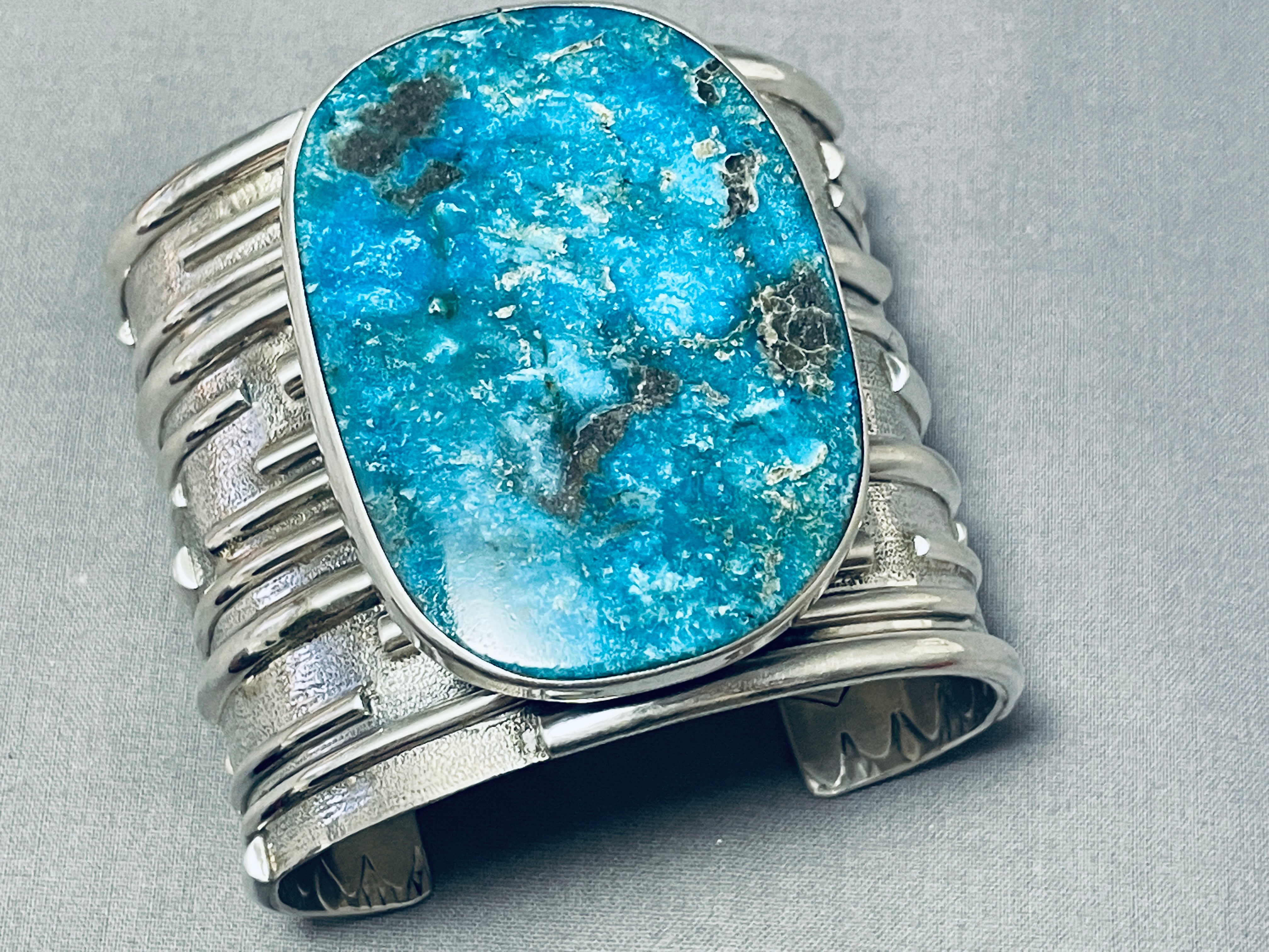 200 Gram Monster Gilbert Turquoise Native American Navajo Sterling Silver Bracelet - Handmade Southwest Jewelry for Women & Men - Perfect for Boho Fashion, Gift Giving & Special Occasions