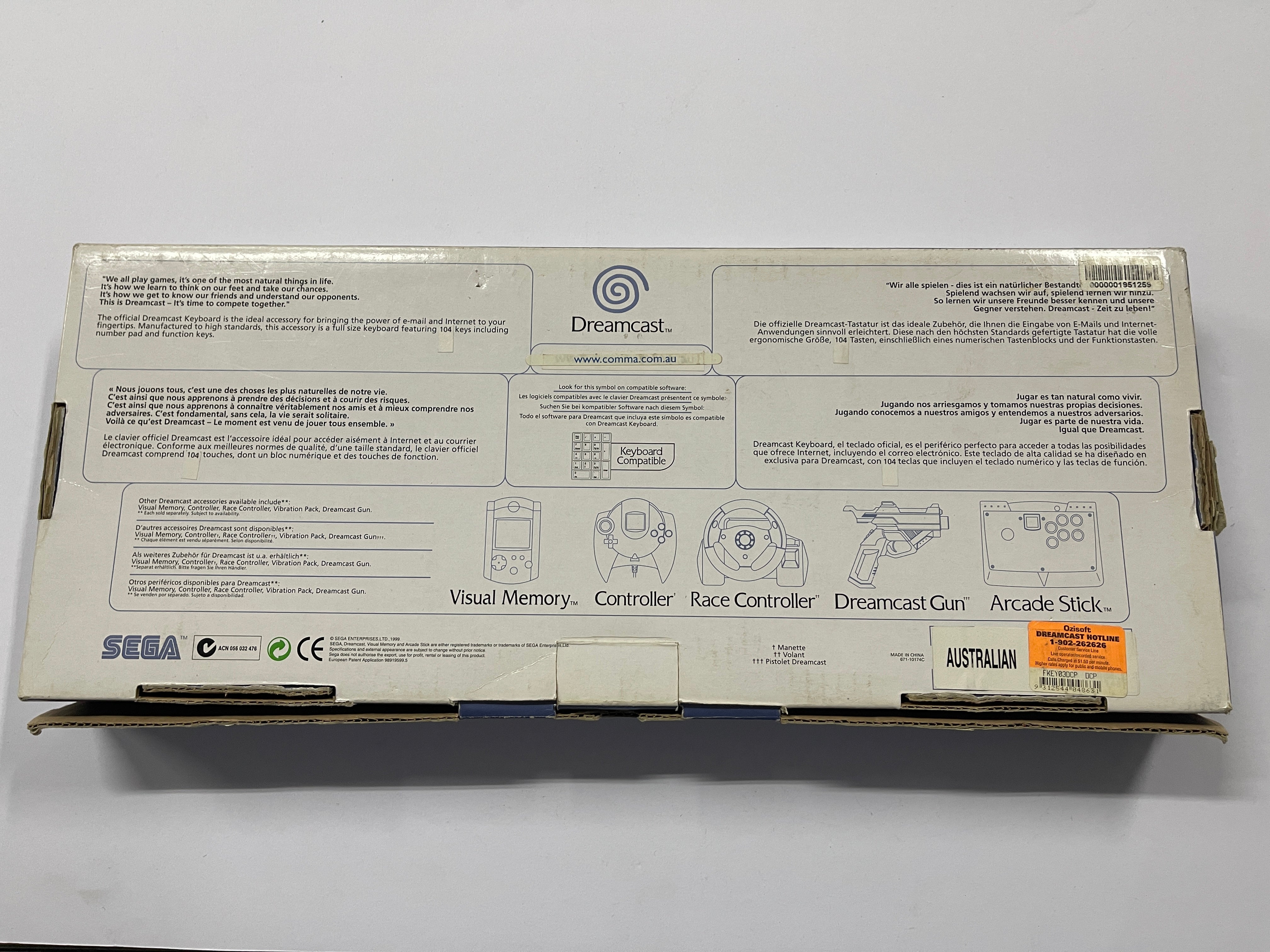 Original Sega Dreamcast Keyboard - Official Licensed Gaming Accessory for Retro Console - Perfect for Typing, Online Gaming & Classic Game Play