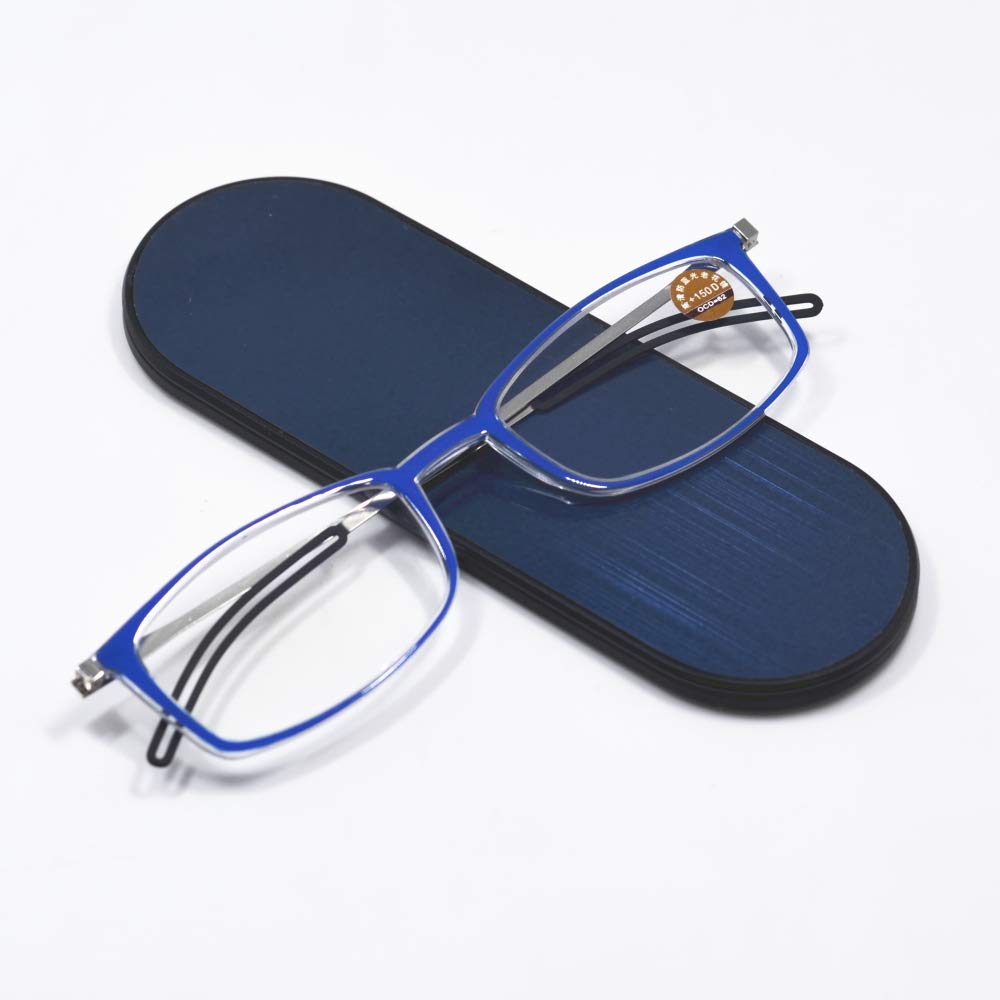 Ultra Thin 3mm Anti Blue Light Reading Glasses for Men & Women - Includes Premium Hard Case - Perfect for Computer Use, Reading & Screen Time Protection