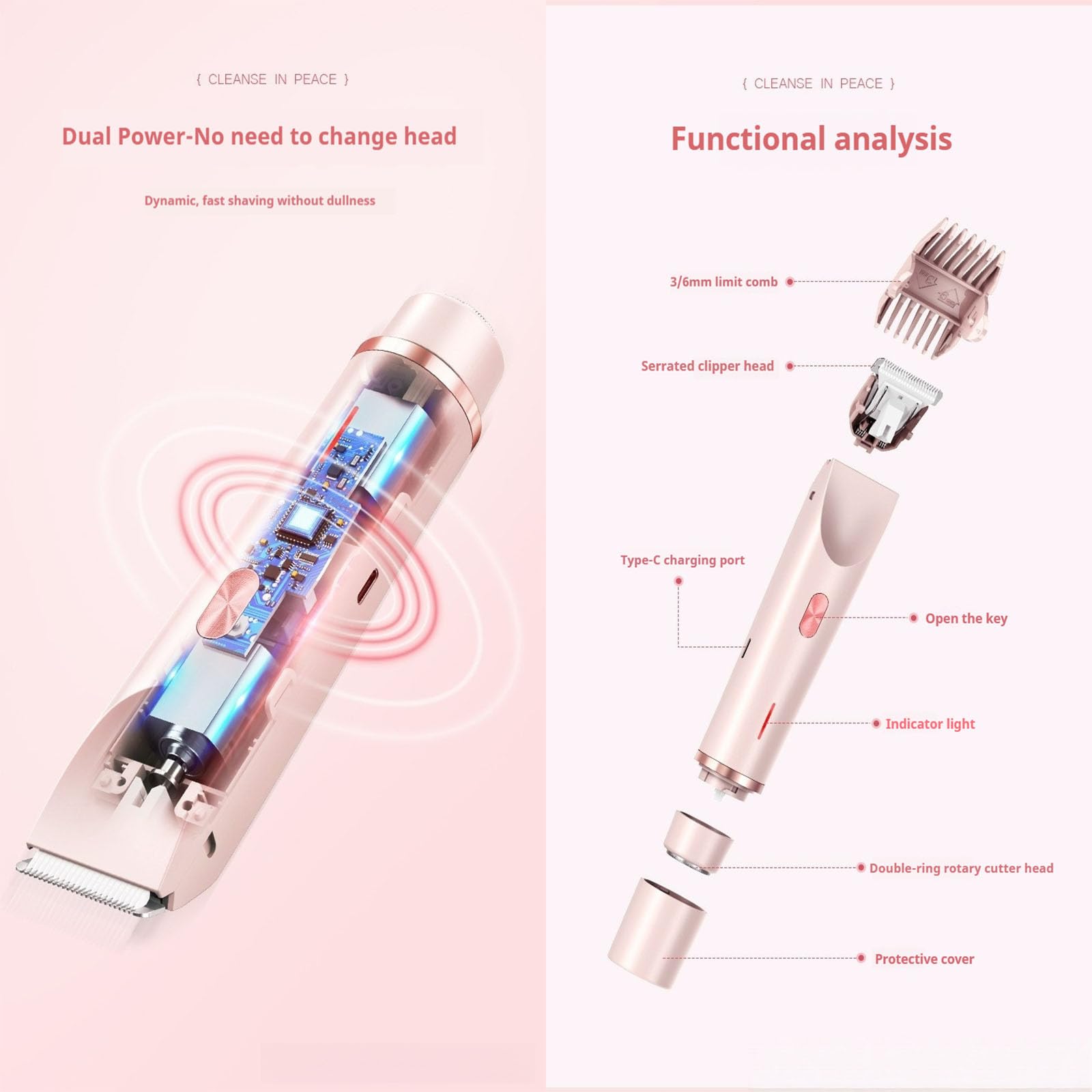 2025 New Glow Aura Women's Electric Shaver - 2-in-1 Wet & Dry Shaver with IPX7 Waterproof, Bikini Trimmer & Leg Hair Remover for Smooth Skin | Perfect for Travel, Gym & Home Use