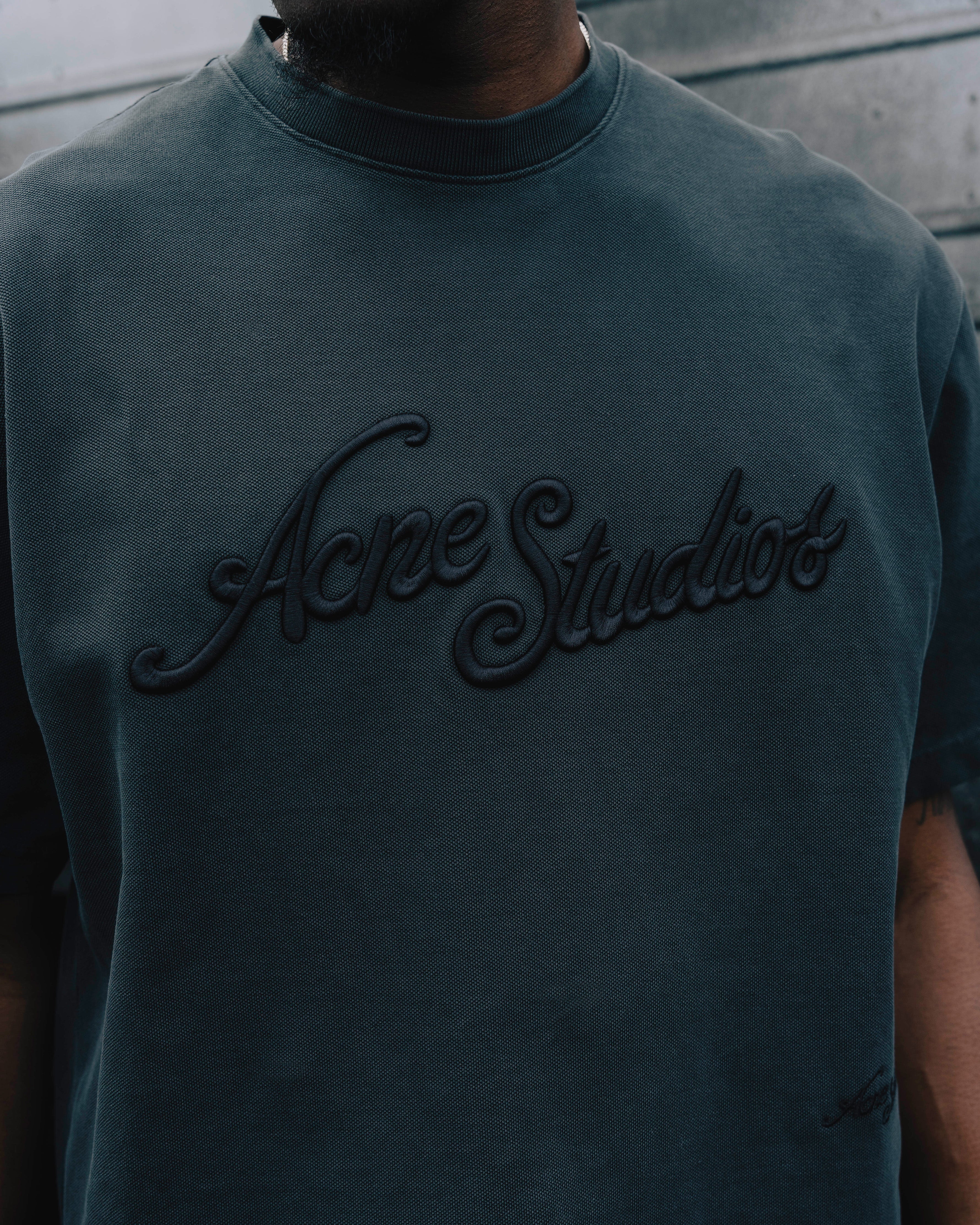 Acne Studios Logo Graphic T-Shirt - Faded Black Cotton Tee for Men & Women | Casual Wear, Street Style, Everyday Outfits