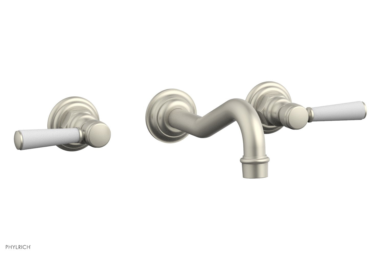 HENRI Wall Lavatory Set - Satin White Lever Handles 161 12 | Modern Bathroom Faucet for Sink | Perfect for Home, Hotel & Commercial Use