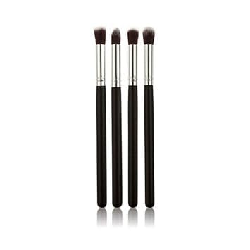 SeyBlush Premium Soft Horse Bristle Pencil Brush Set - 4 Pack (Black & Silver) for Makeup, Eyebrows & Detailed Contouring