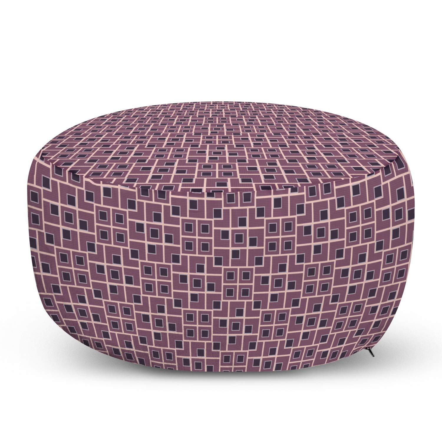 Ambesonne Abstract Ottoman Pouf with Geometric Cube Design - Violet & Grey Blush Soft Foot Rest with Removable Cover for Living Room & Bedroom - Perfect for Home Decor, Reading Nook & Lounge Areas