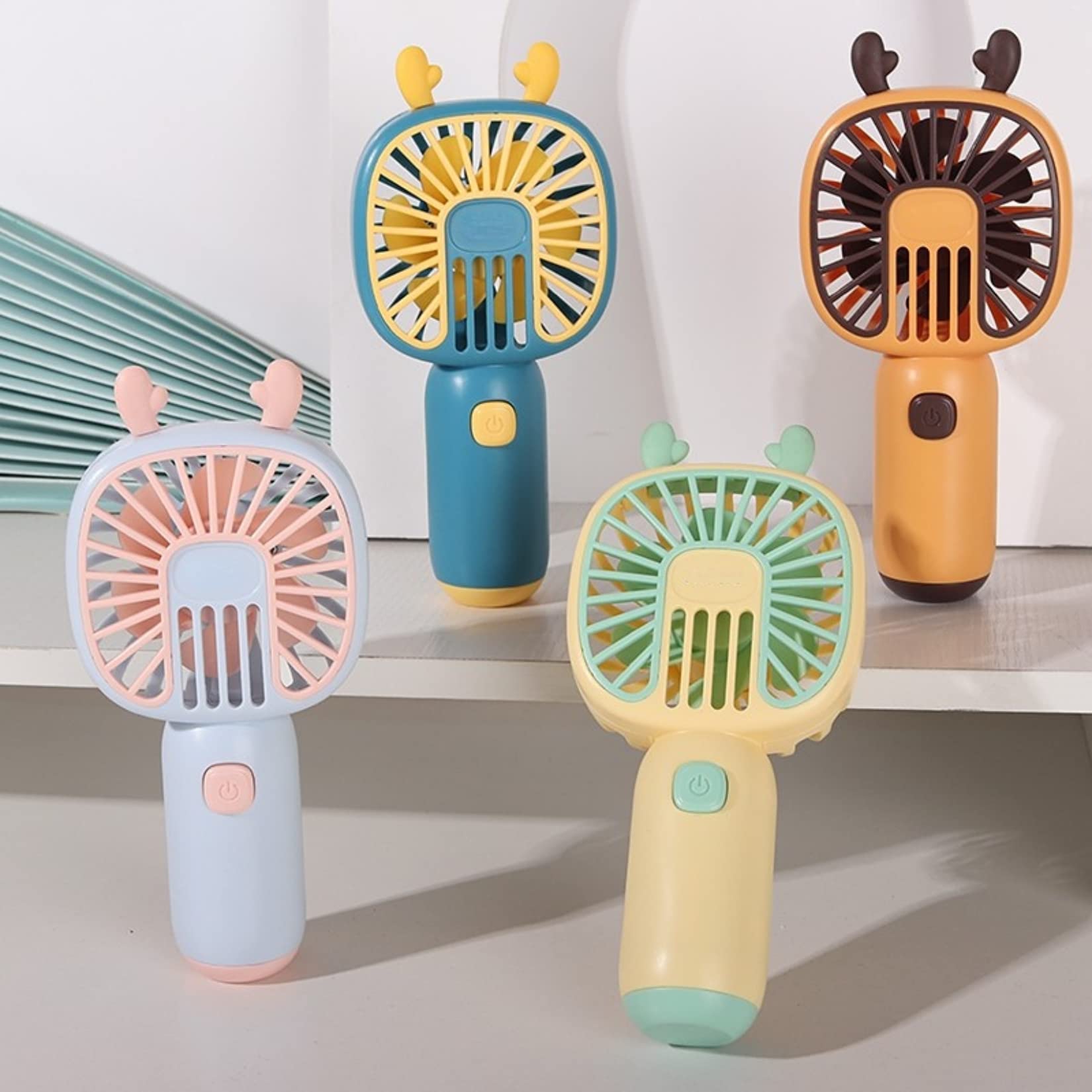 Portable USB Rechargeable Mini Handheld Fan - Cute Bear Ear Design, Battery Operated Personal Cooling Fan for Kids & Teens - Perfect for School, Office, Outdoor Travel & Summer Use (Orange)