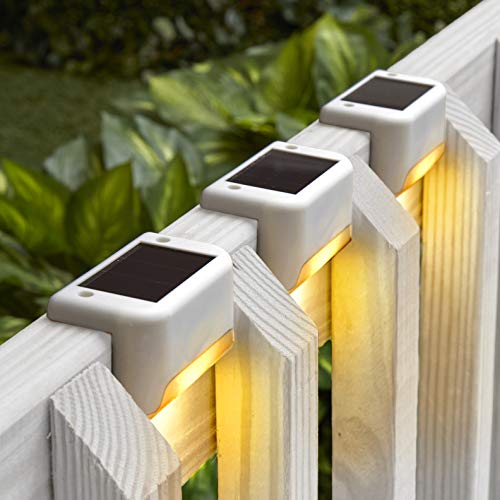 Solar Deck Lights Outdoor - White Set of 3, Waterproof Solar Powered Pathway Lights for Garden, Patio, Porch, Yard, Walkway - Dusk to Dawn Auto On/Off Landscape Lighting