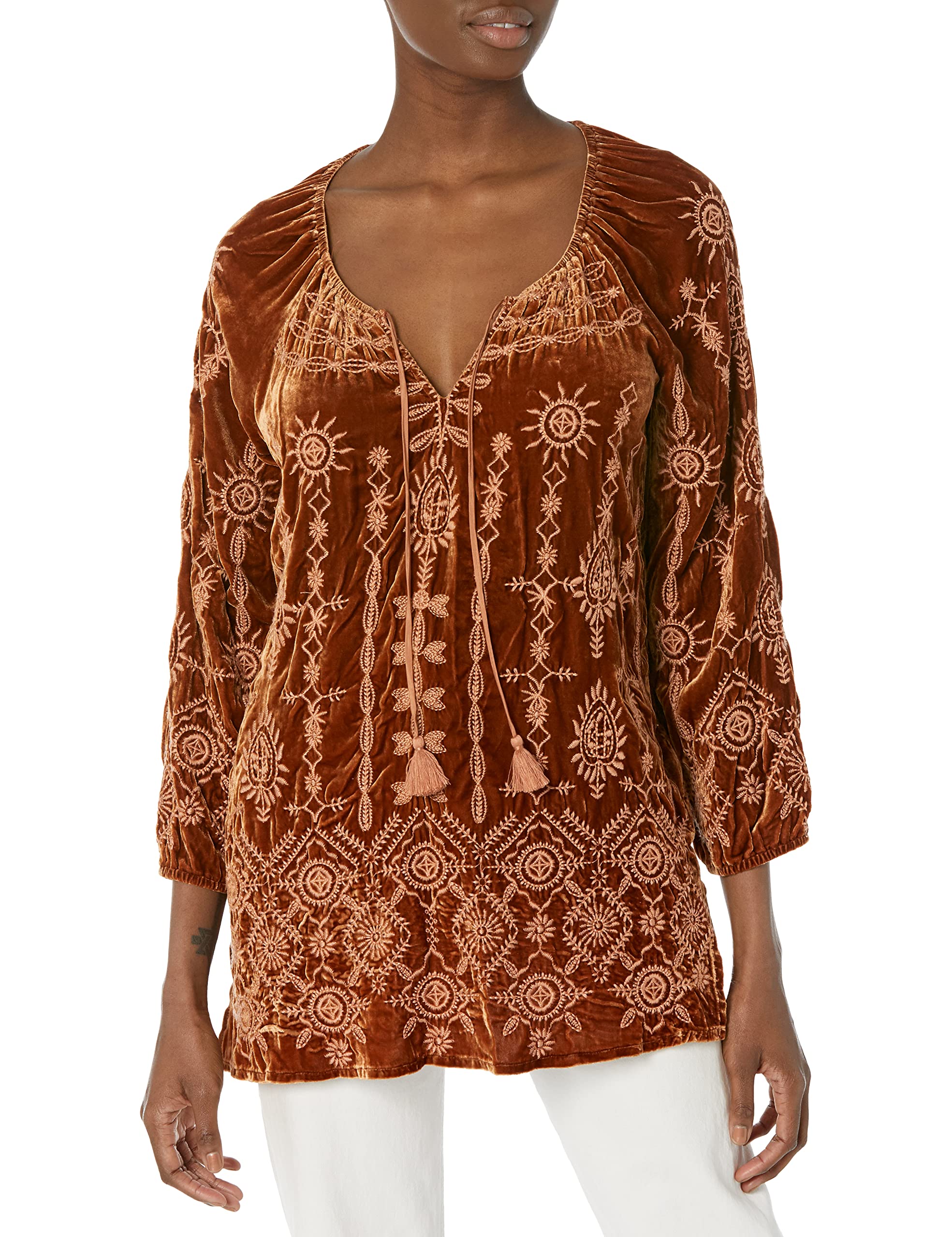 JWLA By Johnny Was Women's Long Sleeve Blouse - Elegant Floral Print Boho Top for Casual Wear & Office Outfits