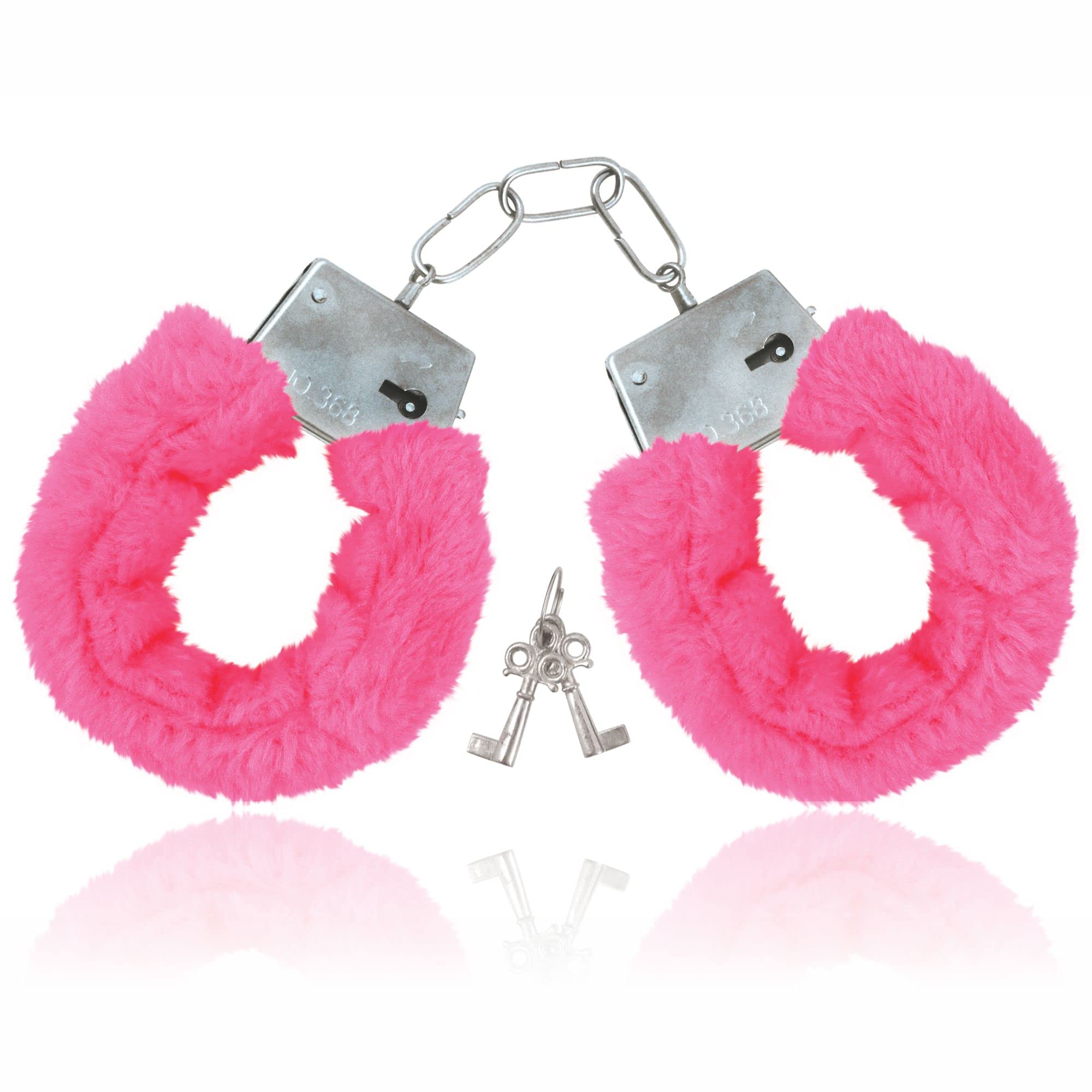 Pink Fluffy Handcuffs - Soft Plush Fur Handcuffs with 2 Keys for Adults, Women & Couples - Fun Bedroom Accessories for Role Play, Bachelorette Parties & Romantic Nights