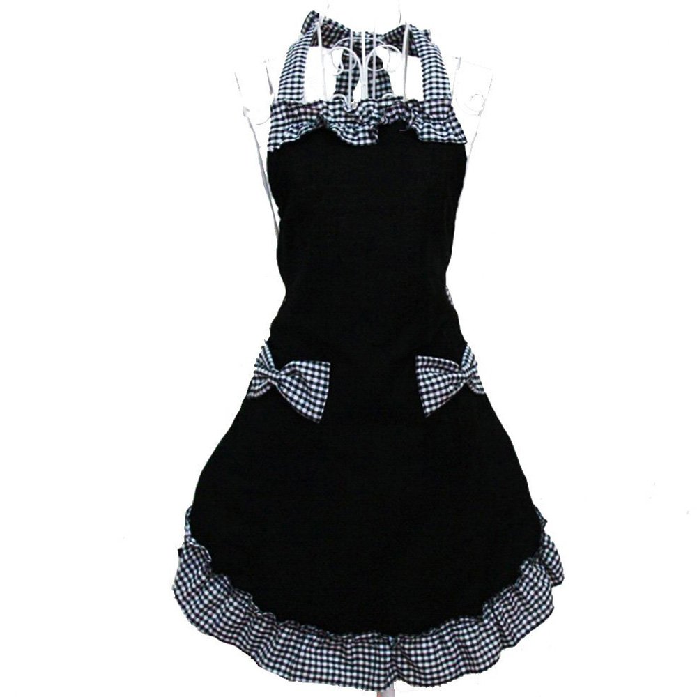 Hanerdun Women's Kitchen Apron with Pockets - Adjustable Bib Apron for Cooking, Baking, Grilling & Cleaning - Perfect for Home Chefs, BBQ Parties & Holiday Gifts