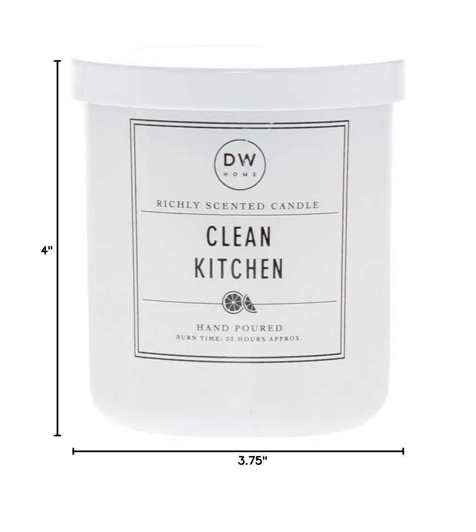 DW Home Medium Single Wick Clean Kitchen Scented Candle - Fresh Citrus & Herbal Aromas for Home, Kitchen & Bathroom Decor | Relaxing Gift Idea