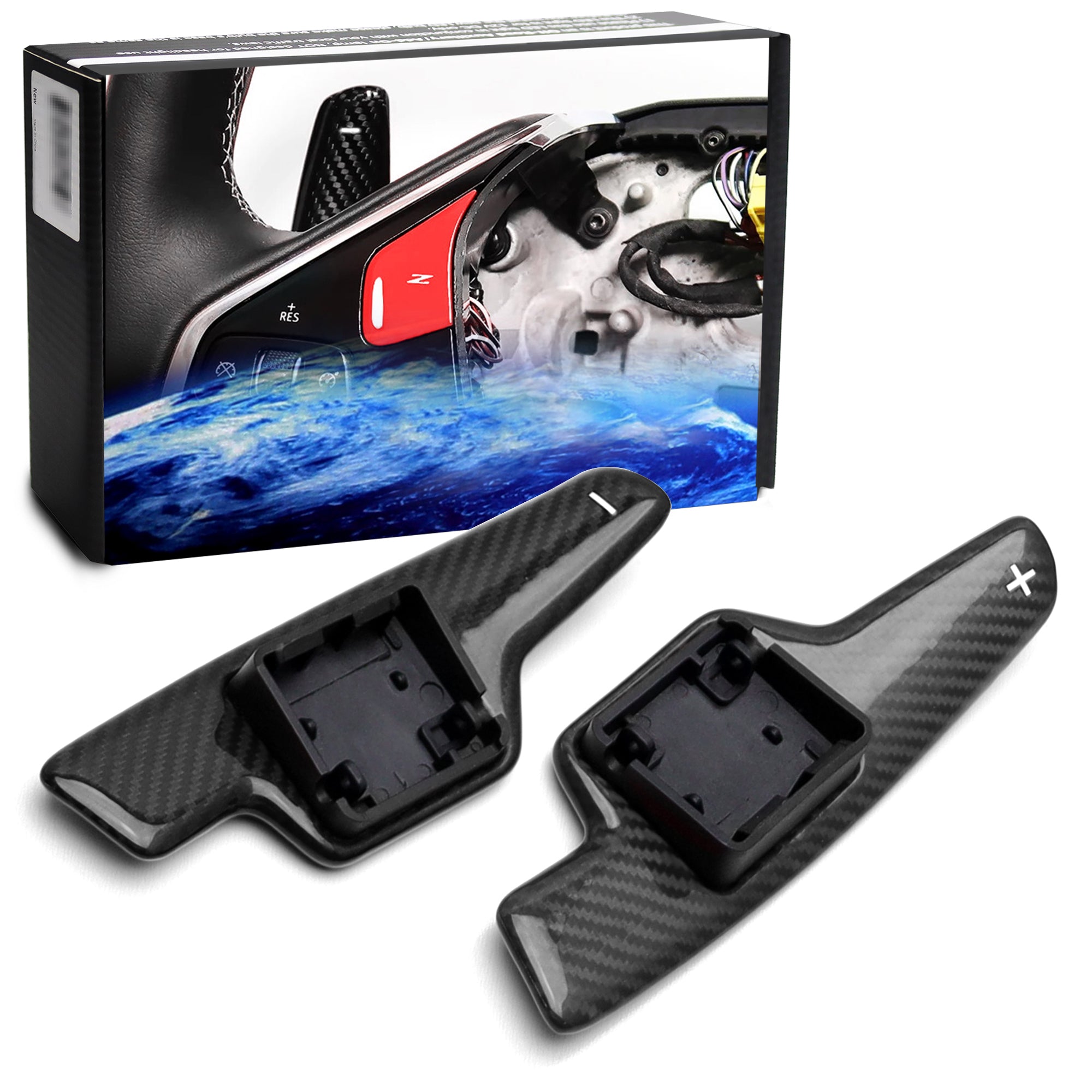 Gloss Black Real Carbon Fiber Paddle Shifter Replacement for 2020-2023 Chevy Corvette C8 | Premium Auto Upgrade for Enhanced Driving Experience