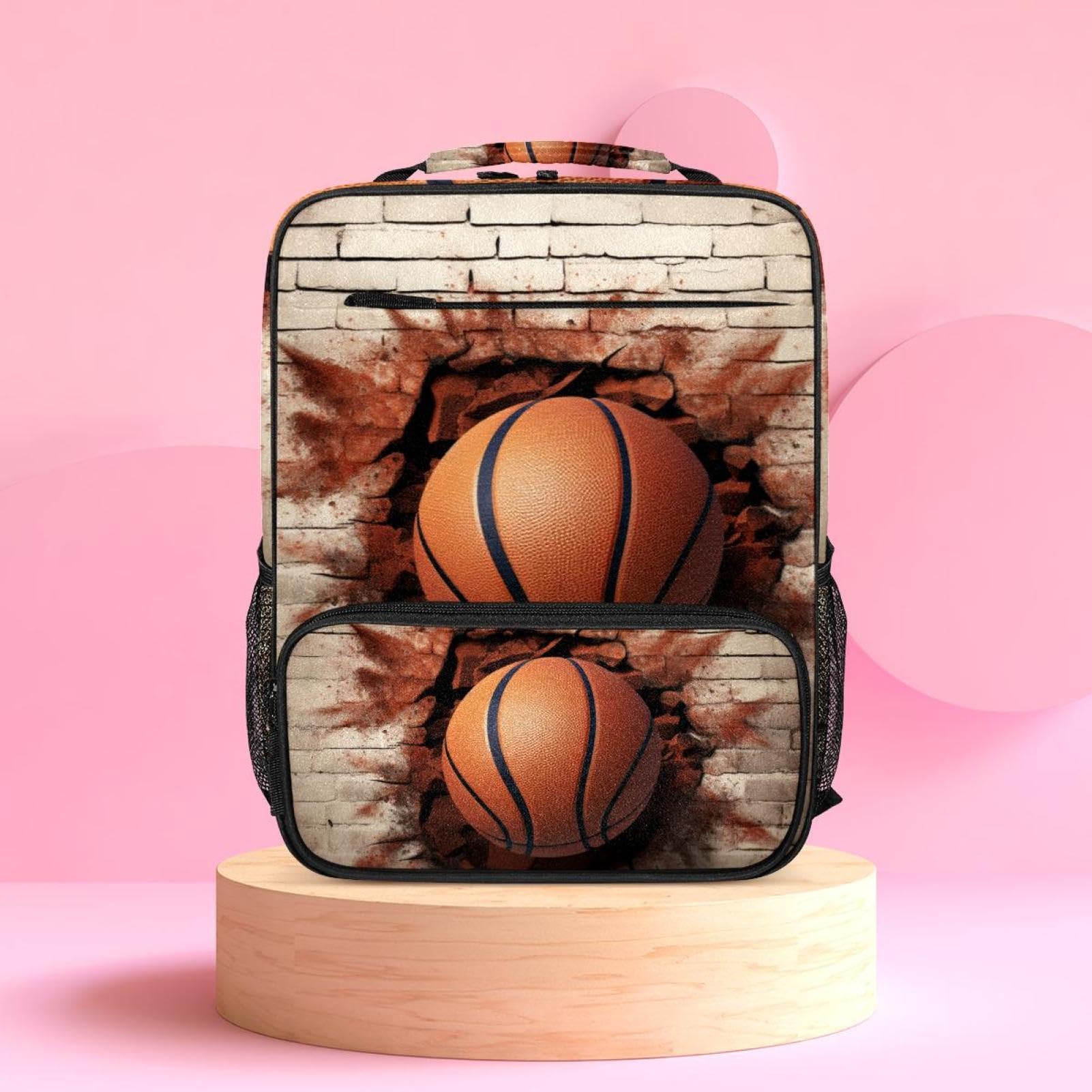 Lightweight Travel Backpack - Small Carry On Backpack with 3D Basketball Pattern Design - Perfect for School, Gym, Hiking & Airplane Travel