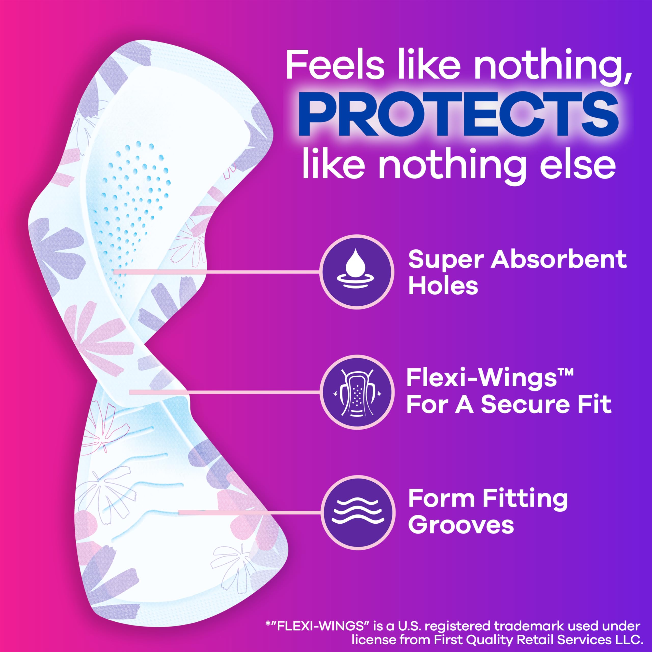 Always Radiant Feminine Pads for Women - Flexfoam with Wings, Size 1 Regular Absorbency, Lightly Scented, Leakproof Protection (42 Count) - Perfect for Daily Use, Workouts & Overnight Protection