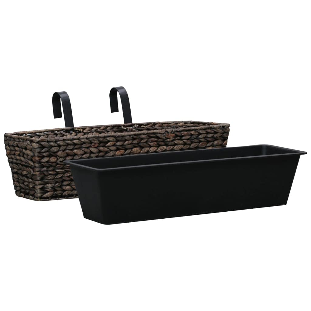 2-Pack Brown Water Hyacinth Indoor Planters with Removable Pots - 23.6