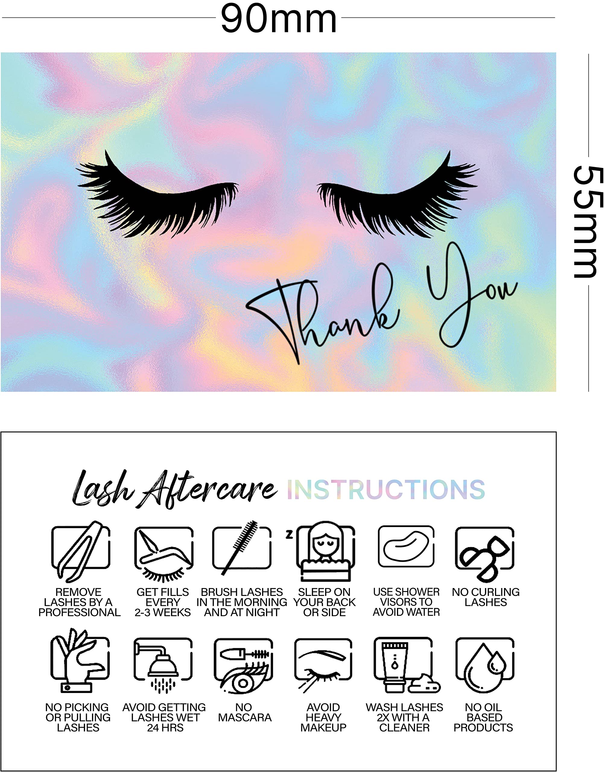 BRAWNA 50-Piece Lash Extension Thank You Cards Set - 3.5x2 Inch Loyalty Cards for Eyelash Extension Clients - Perfect for Lash Salons, Beauty Businesses & Client Appreciation Gifts
