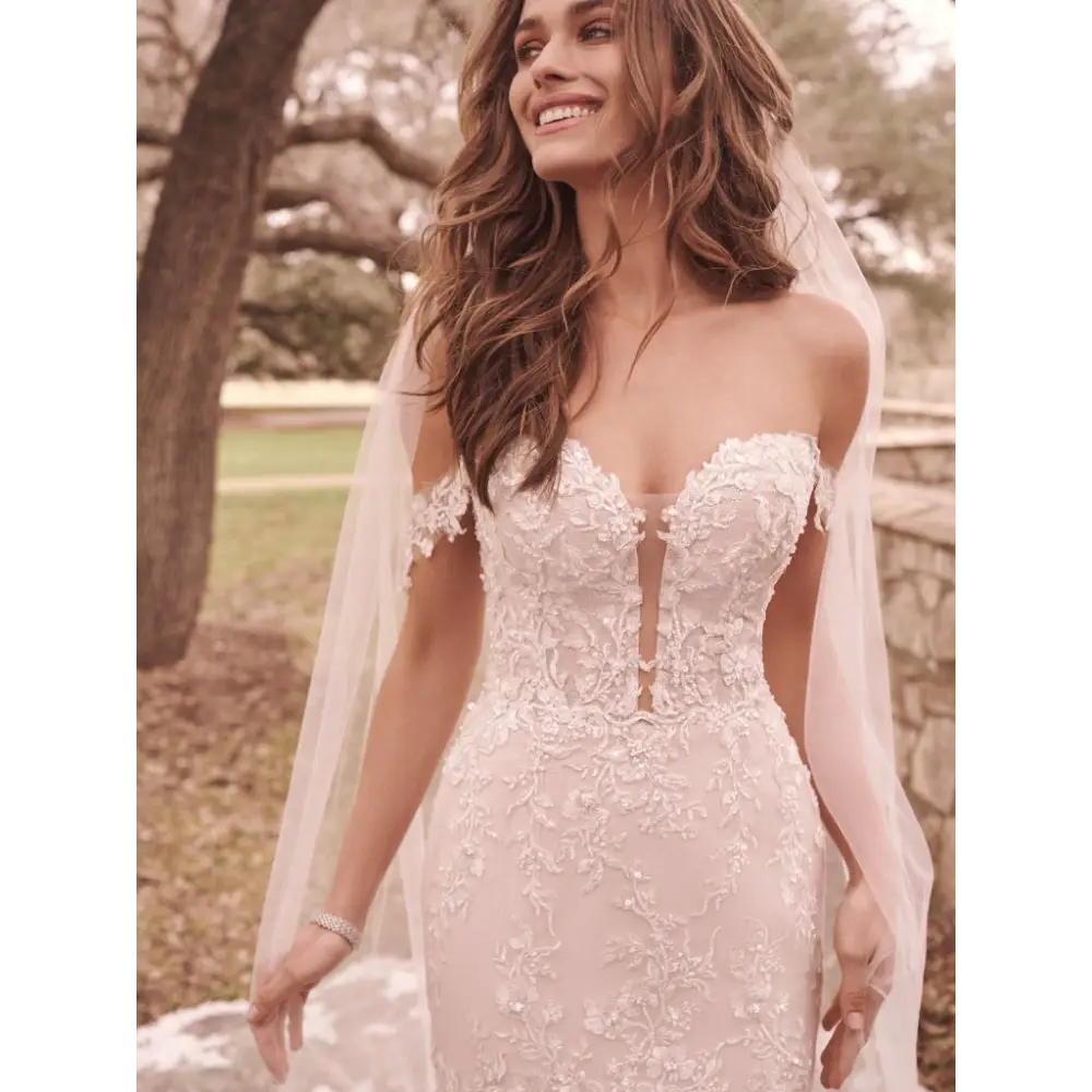Maggie Sottero Lennon Cap Sleeve Wedding Dress - Elegant Lace Bridal Gown for Church Ceremony & Romantic Outdoor Weddings