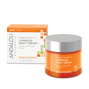 Andalou Naturals Brightening Purple Carrot + Vitamin C Luminous Night Cream 50ml - Hydrating Anti-Aging Face Moisturizer for Glowing Skin - Perfect for Nighttime Skincare Routine